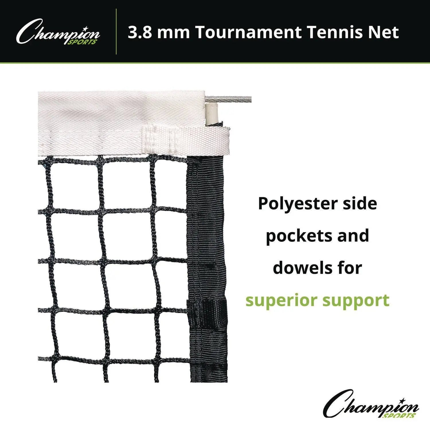 Four-Season Tournament Tennis Net, 42 ft x 3.5 ft, 0.13" dia Champion Sports Flipcost