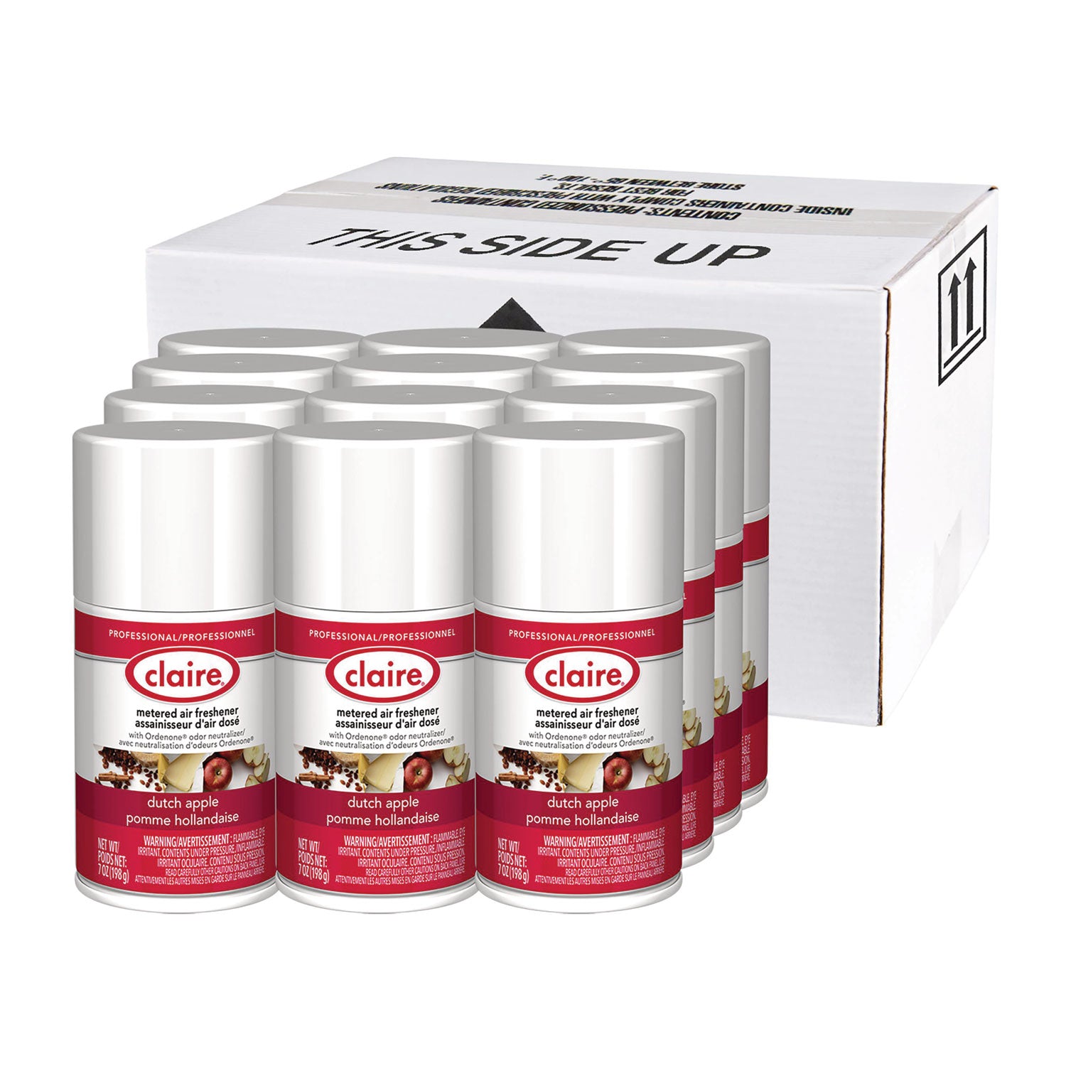 Claire® Metered Air Freshener, Apple Scent, 7 oz Aerosol Spray, 12/Carton