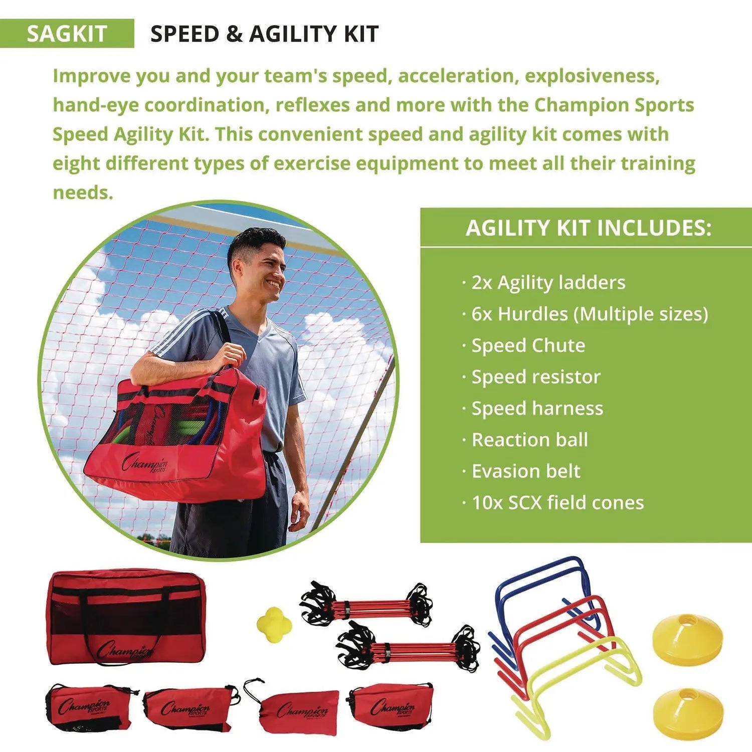 Speed and Agility Kit, with Carry Bag Champion Sports Flipcost