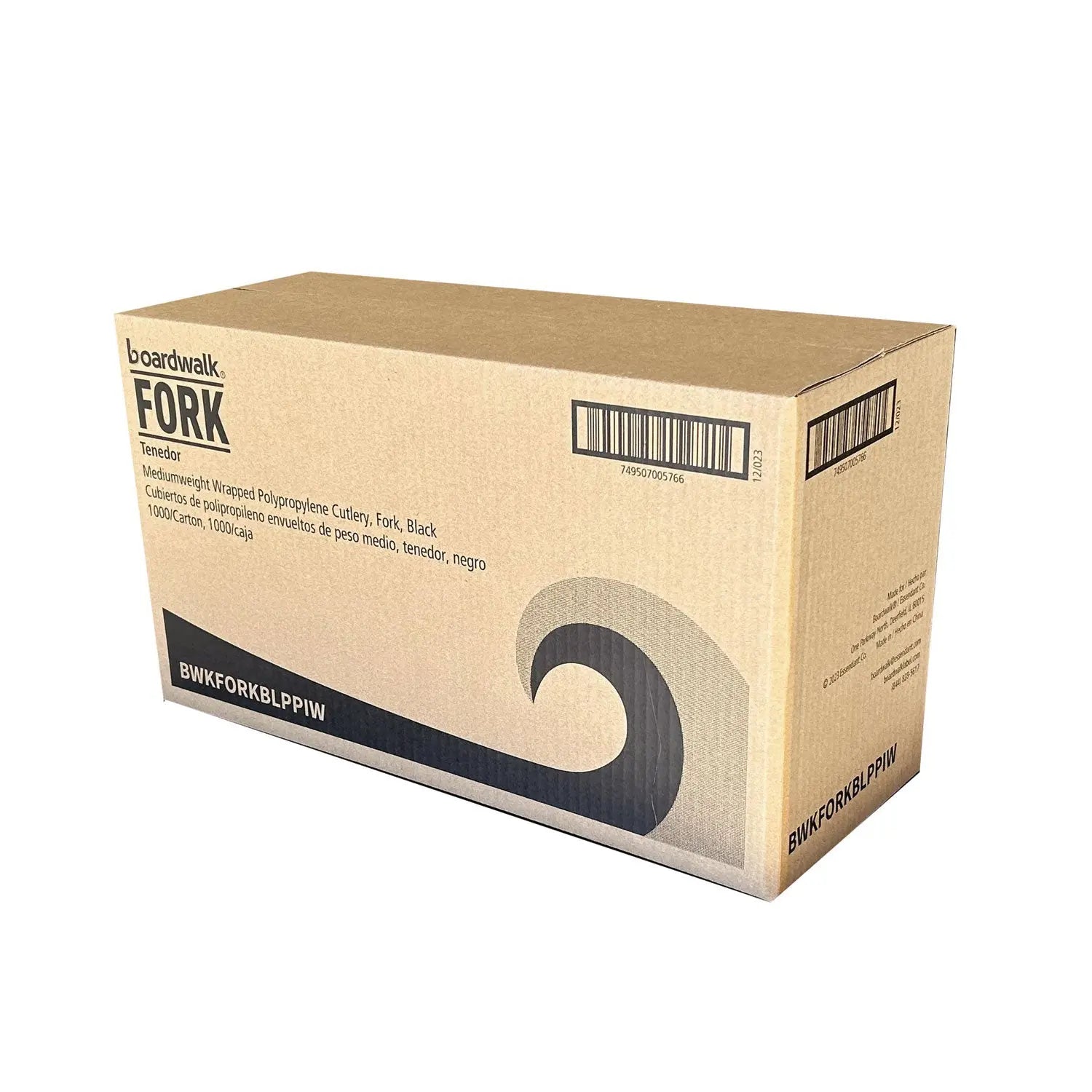 Mediumweight Wrapped Polypropylene Cutlery, Fork, Black, 1,000/Carton Boardwalk® Flipcost