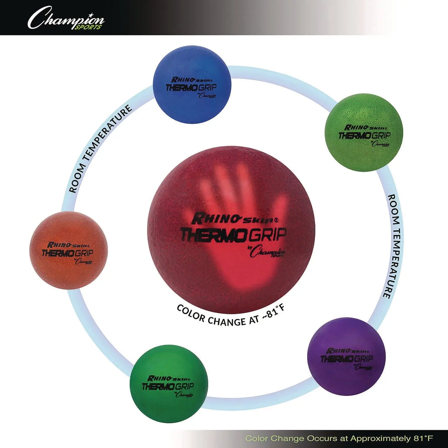 Rhino Skin Thermo Grip Dodgeball Set, 6.3" Diameter, Assorted Colors, 6/Set Champion Sports Flipcost