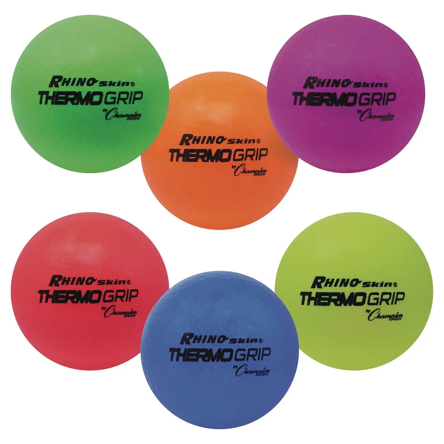 Rhino Skin Thermo Grip Dodgeball Set, 6.3" Diameter, Assorted Colors, 6/Set Champion Sports Flipcost