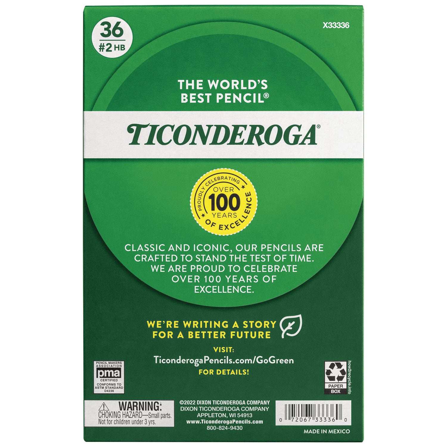 Ticonderoga® My First Woodcase Pencil with Eraser, 3.6 mm, HB (#2), Black Lead, Yellow Barrel, 36/Pack