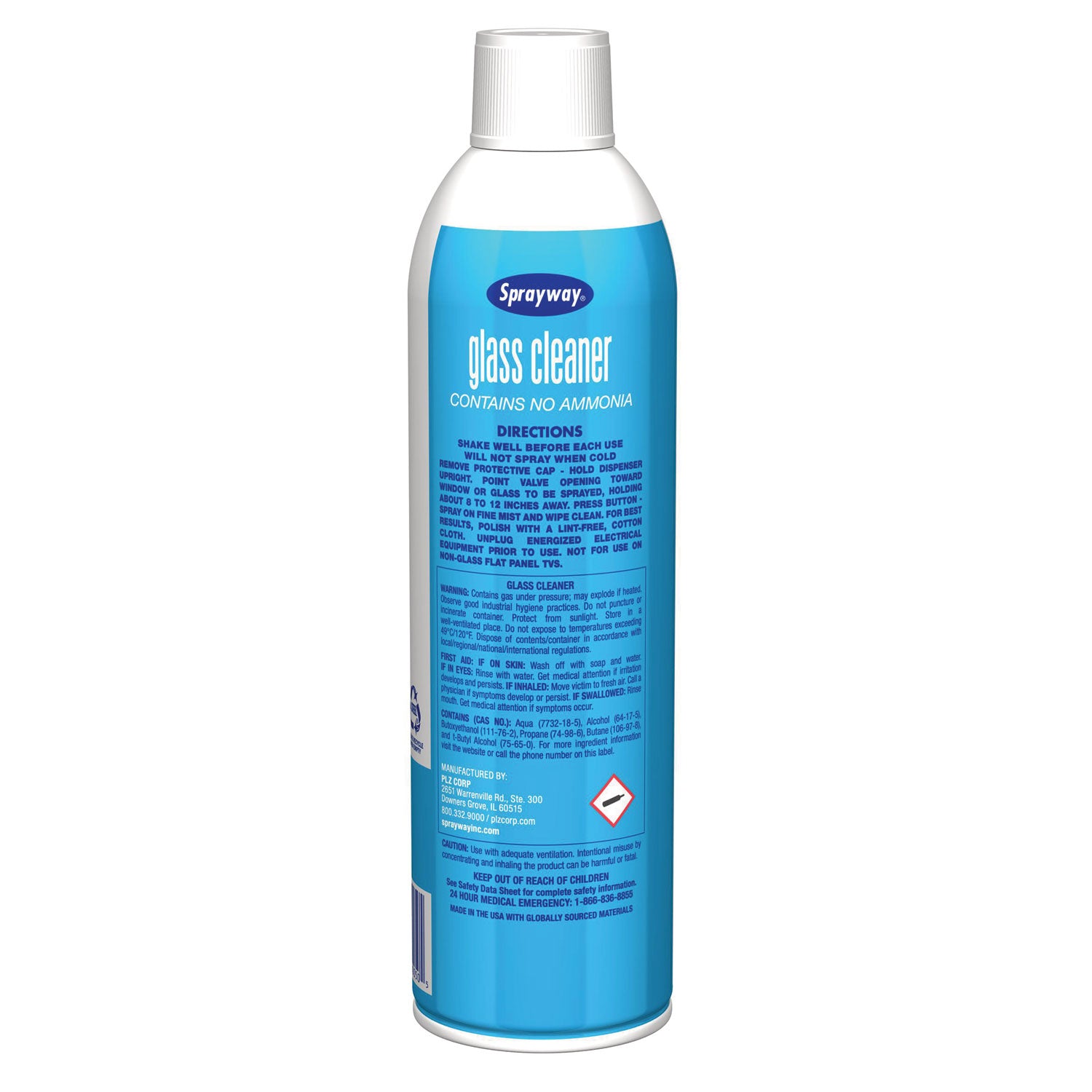 Sprayway® Glass Cleaner, 19 oz Aerosol Spray, 12/Carton
