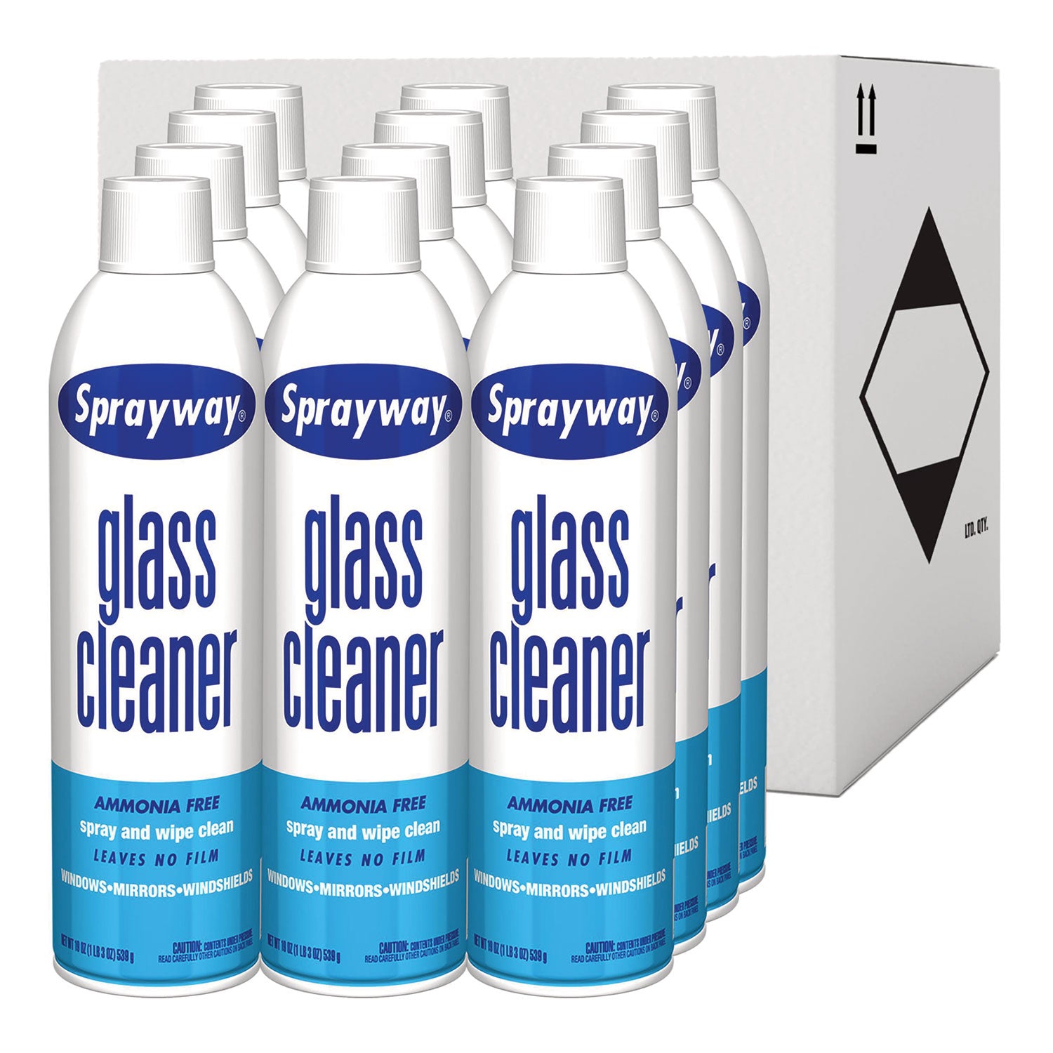 Sprayway® Glass Cleaner, 19 oz Aerosol Spray, 12/Carton