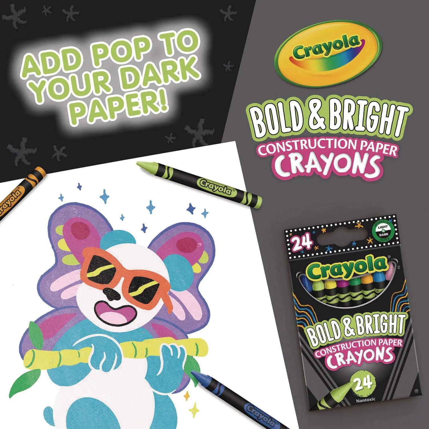 Bold and Bright Construction Paper Crayons, Assorted Colors, 24/Box Crayola® Flipcost