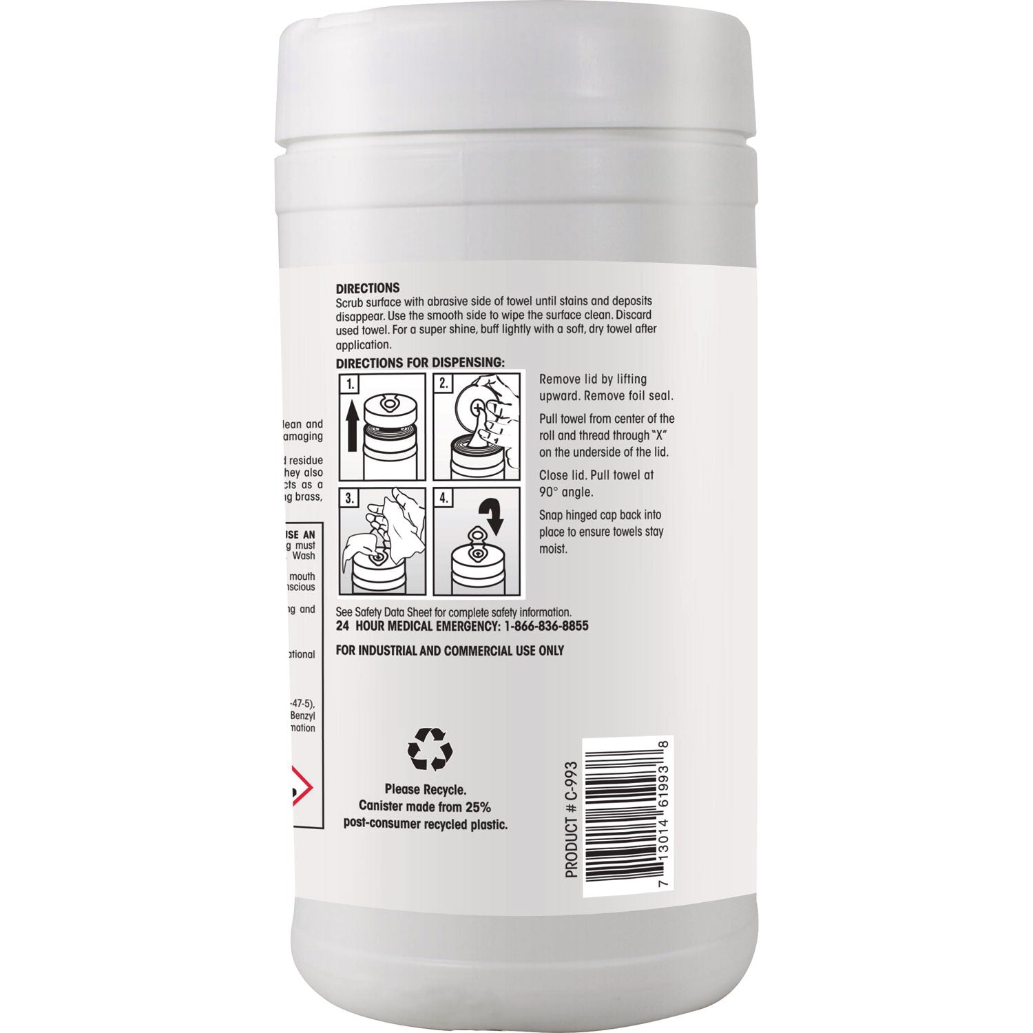 Claire® Stainless Steel Cleaner Wipes, 9.5 x 12, Citrus, Purple, 40 Wipes/Canister, 6 Canisters/Carton