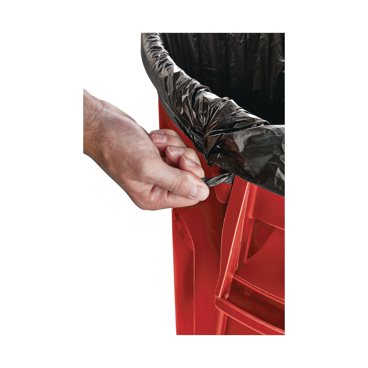 Rubbermaid® Commercial Vented Round Brute Container, 32 gal, Plastic, Red