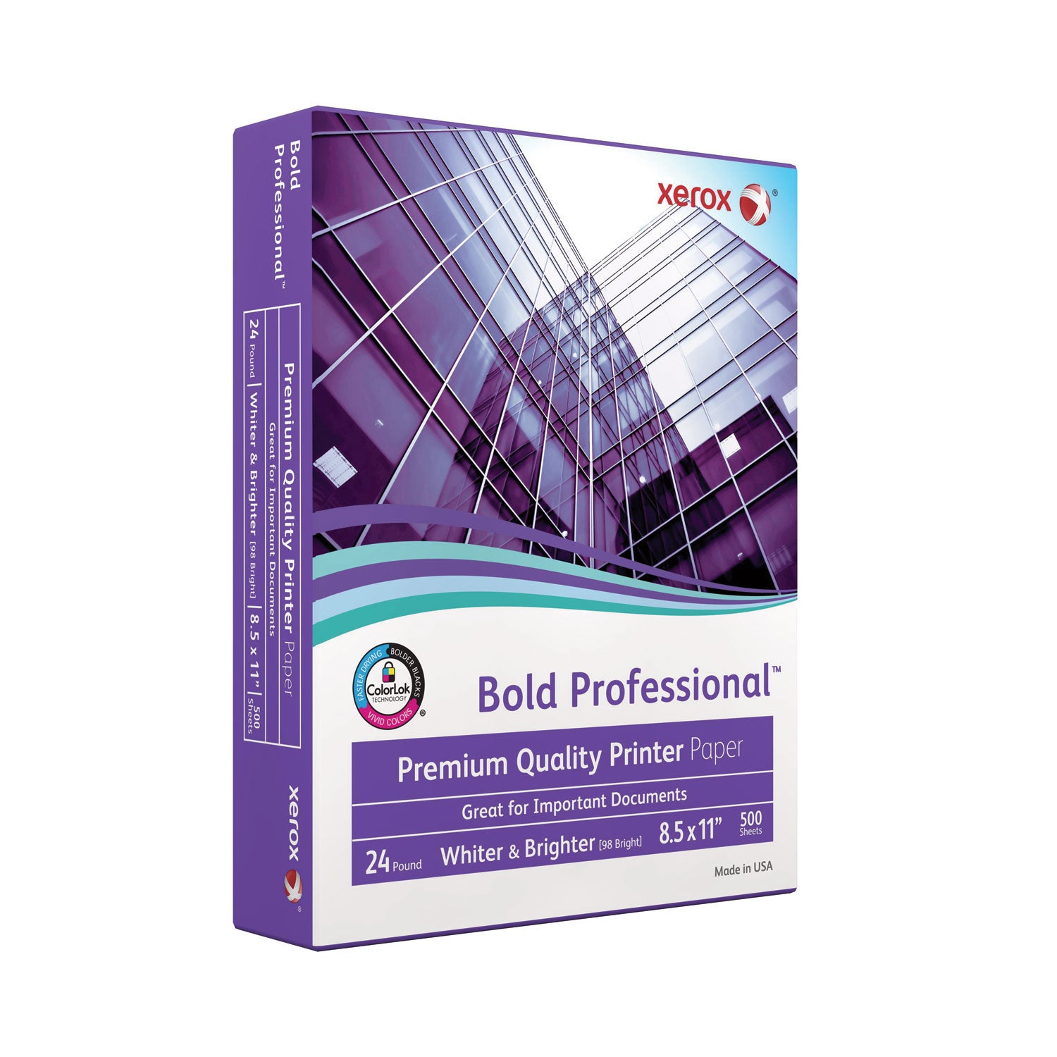 xerox™ Bold Professional Quality Paper, 98 Bright, 24 lb Bond Weight, 8.5 x 11, White, 500/Ream