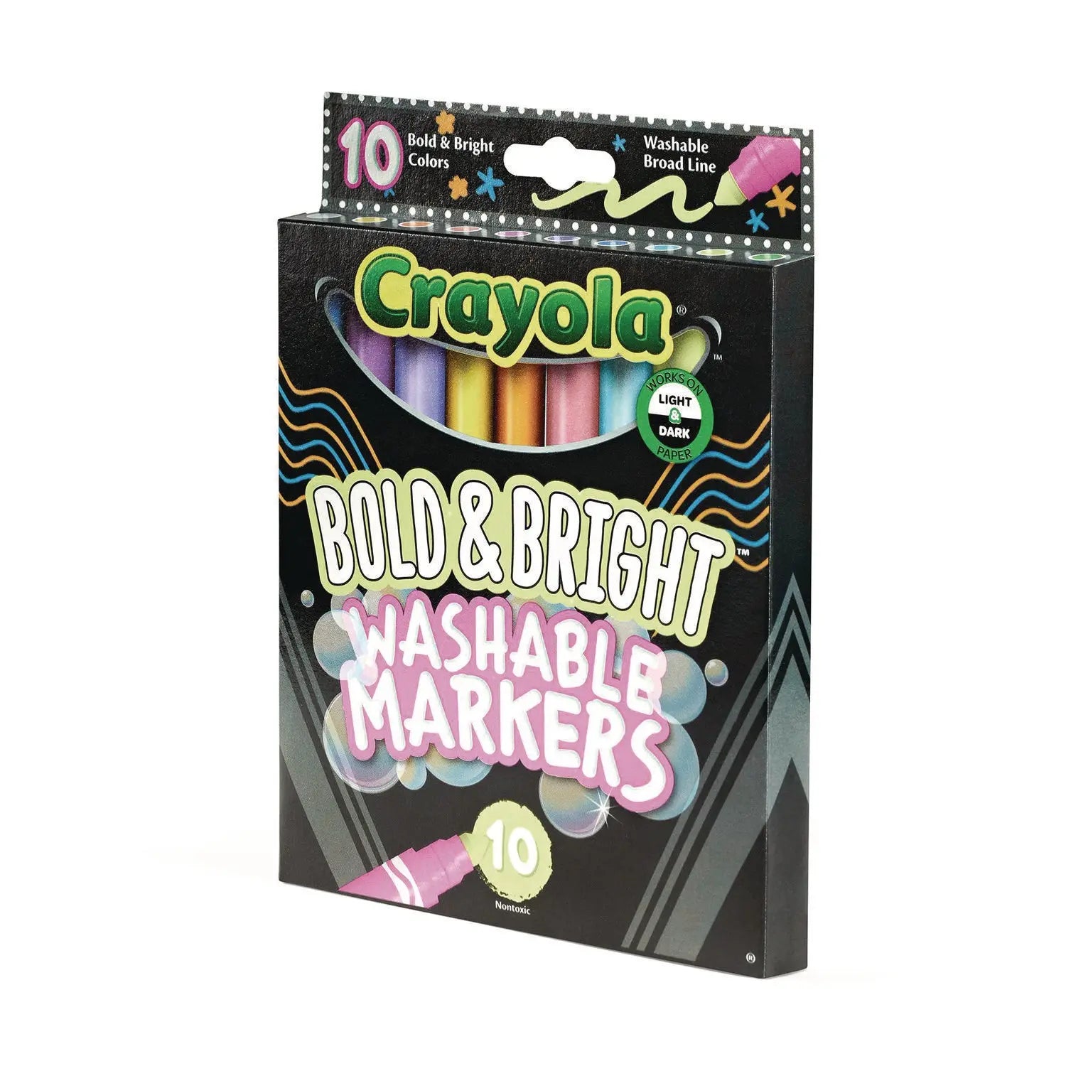 Bold and Bright Washable Markers, Broad Bullet Tip, Assorted Colors, 10/Box Crayola® Flipcost
