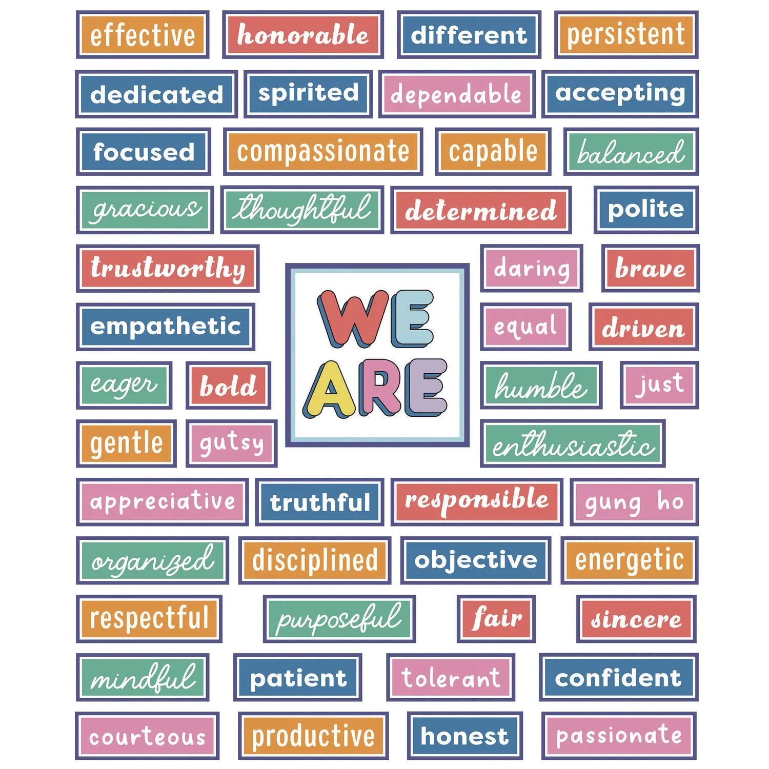 Motivational Bulletin Board Sets, 52-Piece Set, We Stick Together: Motivational, 7.9" x 15", Multicolor