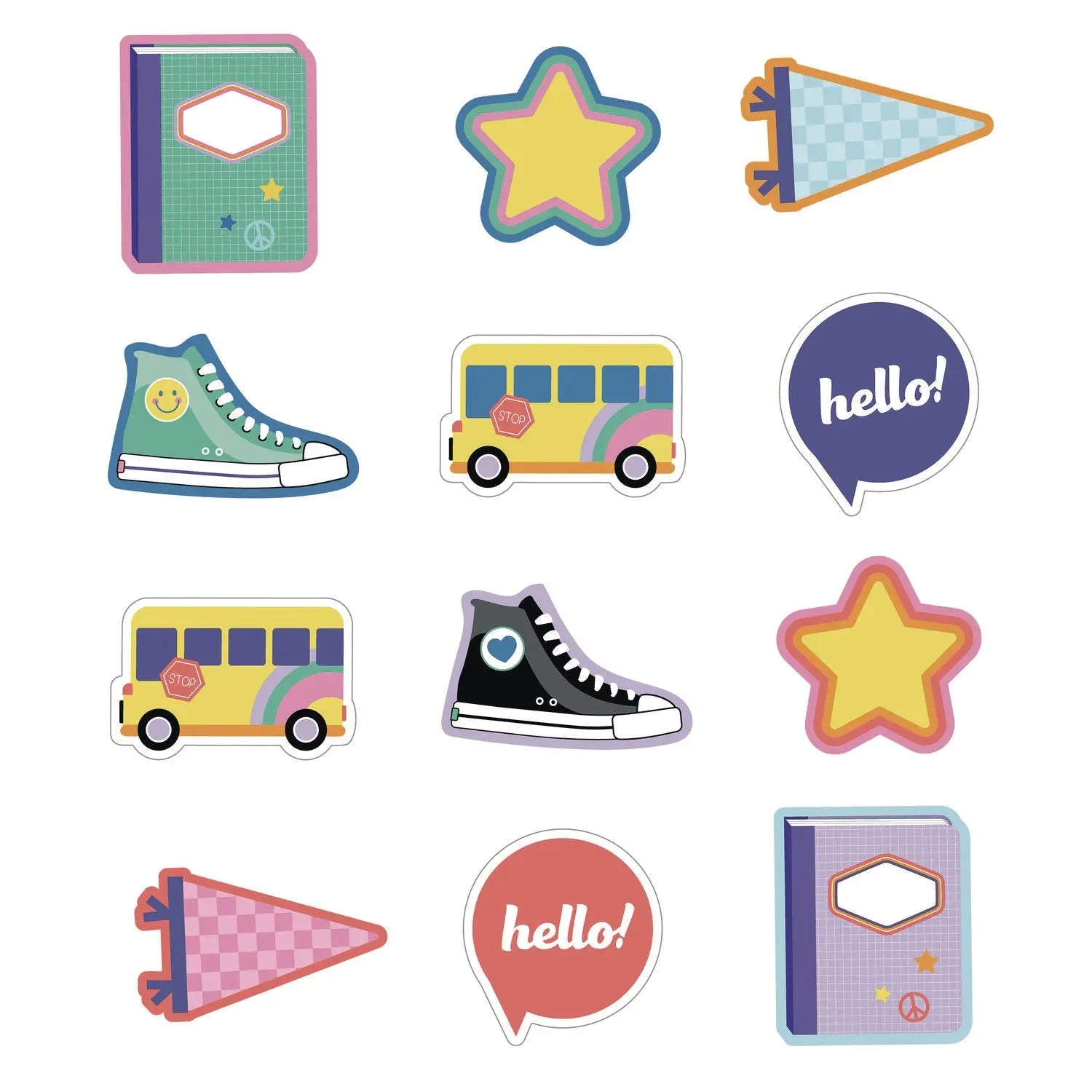 Assorted Colorful Cut-Outs, 36-Piece Set, We Stick Together: Hello School, 6" x 6", Multicolor