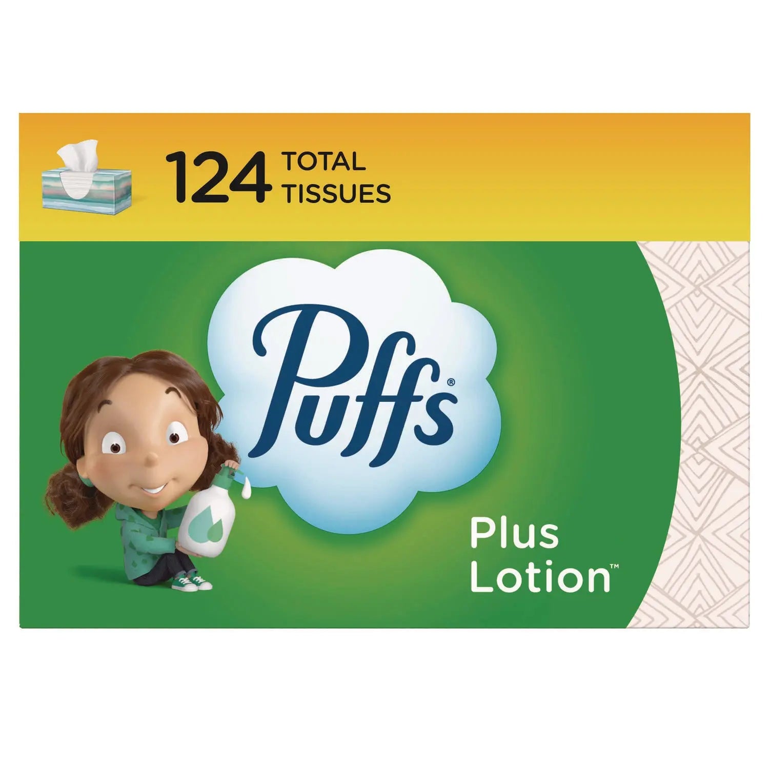 Plus Lotion Facial Tissue, 2-Ply, White, 124 Sheets/Box, 24 Boxes/Carton