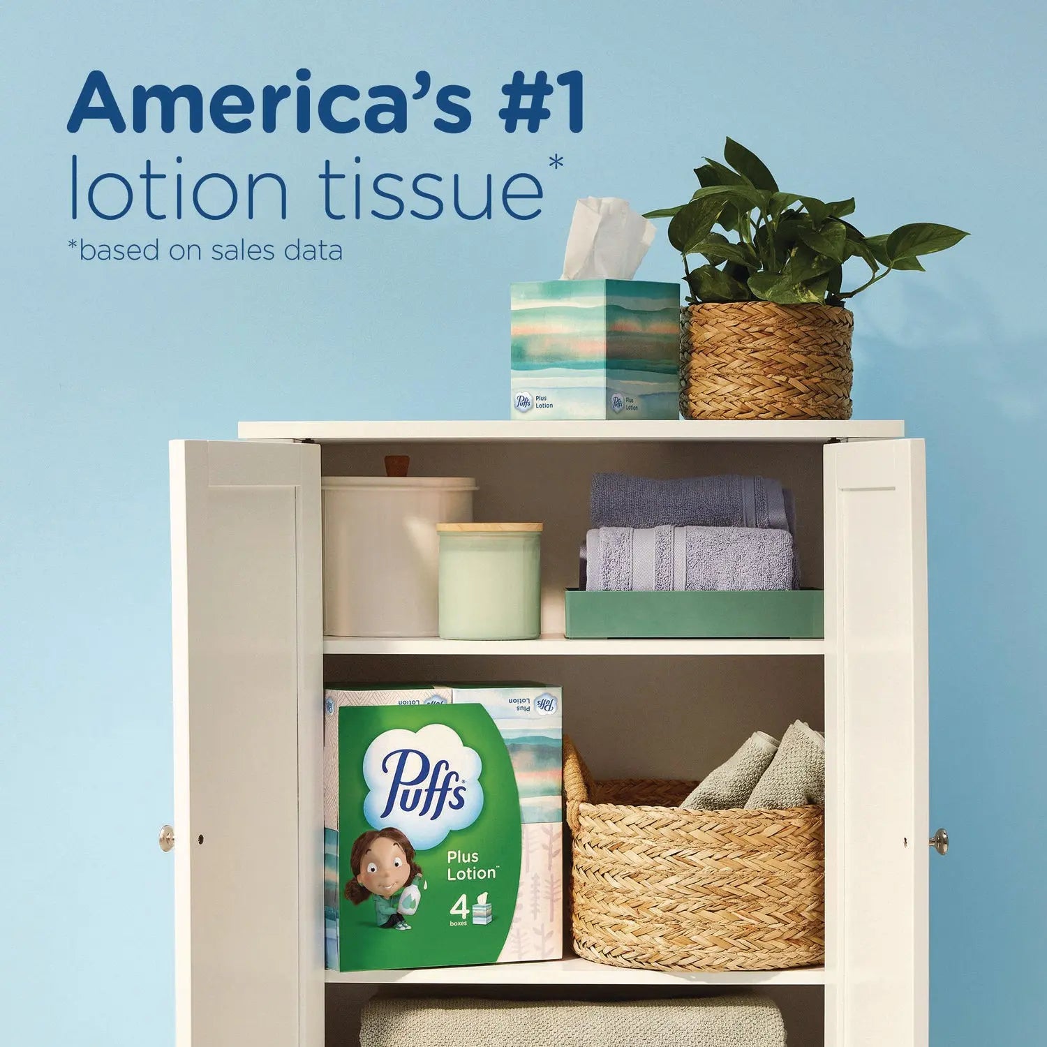 Plus Lotion Facial Tissue, 2-Ply, White, 124 Sheets/Box, 24 Boxes/Carton Puffs® Flipcost