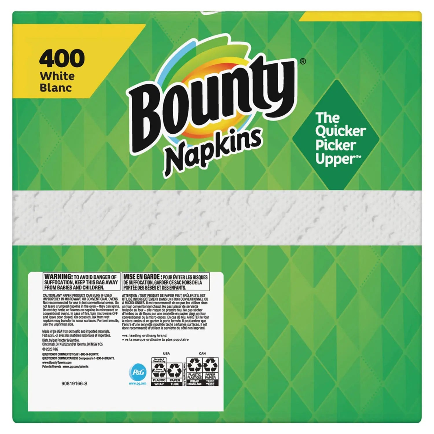 Quilted Napkins, 2-Ply, 12.1 x 12, White, 400/Pack, 4 Packs/Carton Bounty® Flipcost