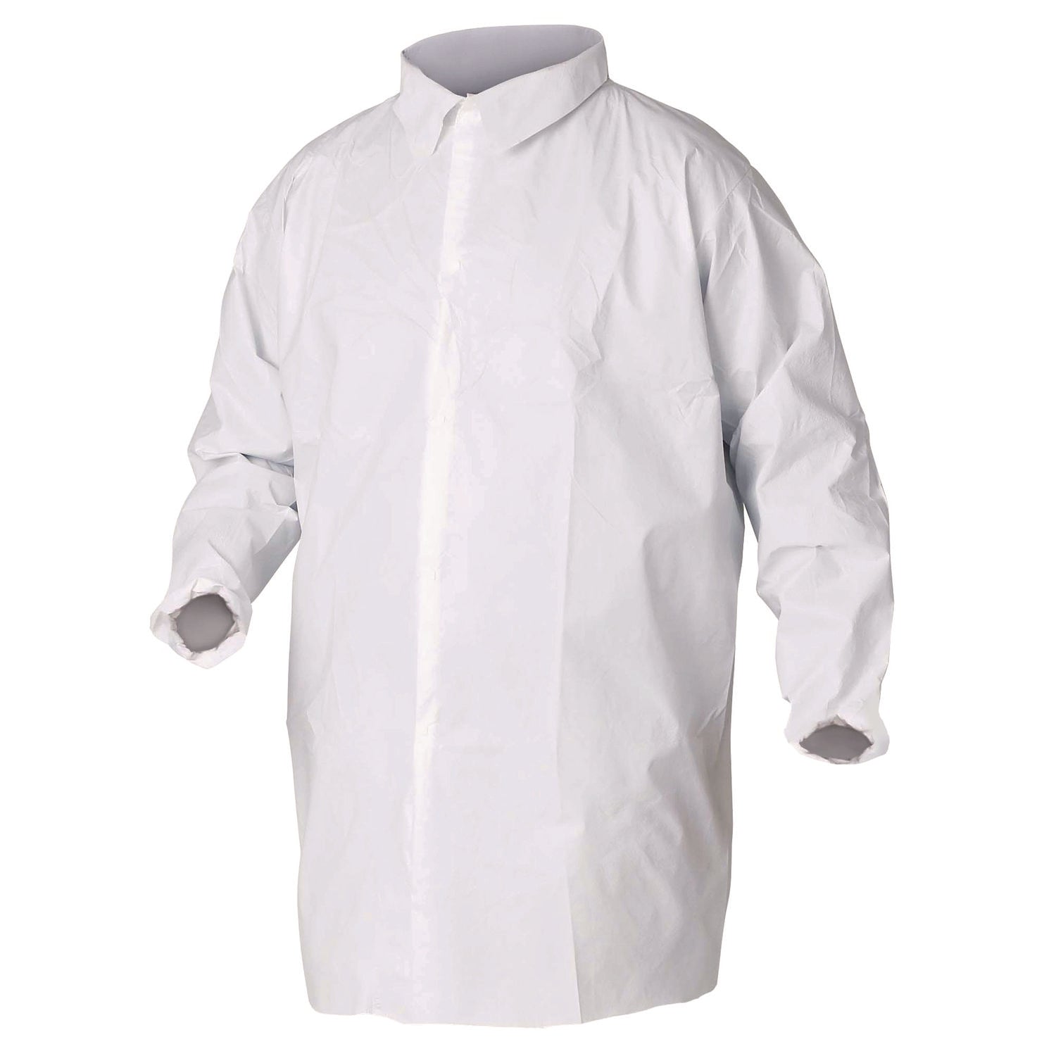 KleenGuard™ A40 Liquid and Particle Protection Lab Coats, Elastic Wrists, 3X-Large, White, 30/Carton