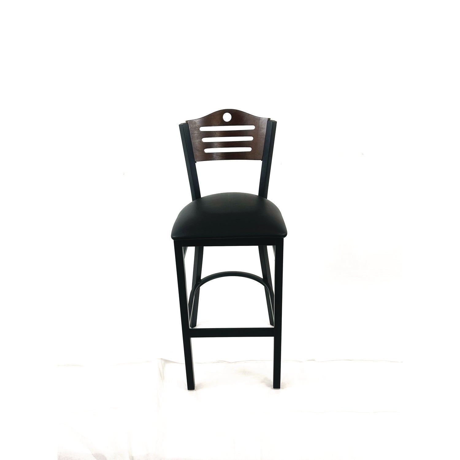 JMC Furniture Eagle Series Barstool, Supports Up to 300 lb, 28.5" Seat Height, Black Seat, Dark Walnut Back, Black Base
