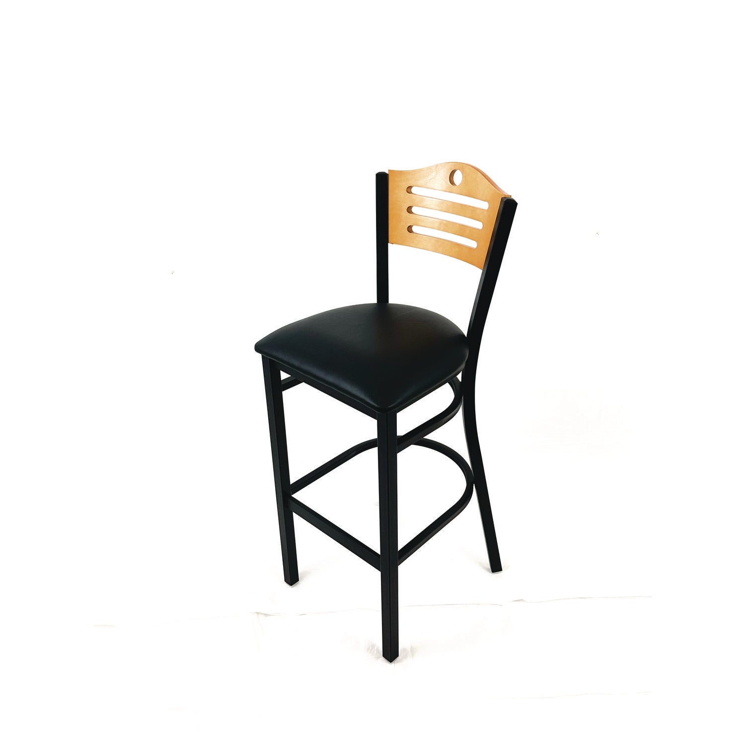 JMC Furniture Eagle Series Barstool, Supports Up to 300 lb, 28.5" Seat Height, Black Seat, Natural Back, Black Base
