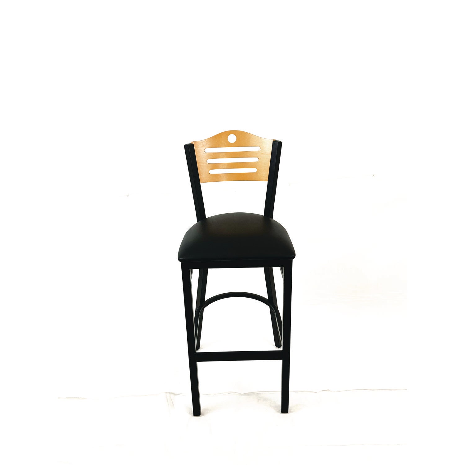 JMC Furniture Eagle Series Barstool, Supports Up to 300 lb, 28.5" Seat Height, Black Seat, Natural Back, Black Base