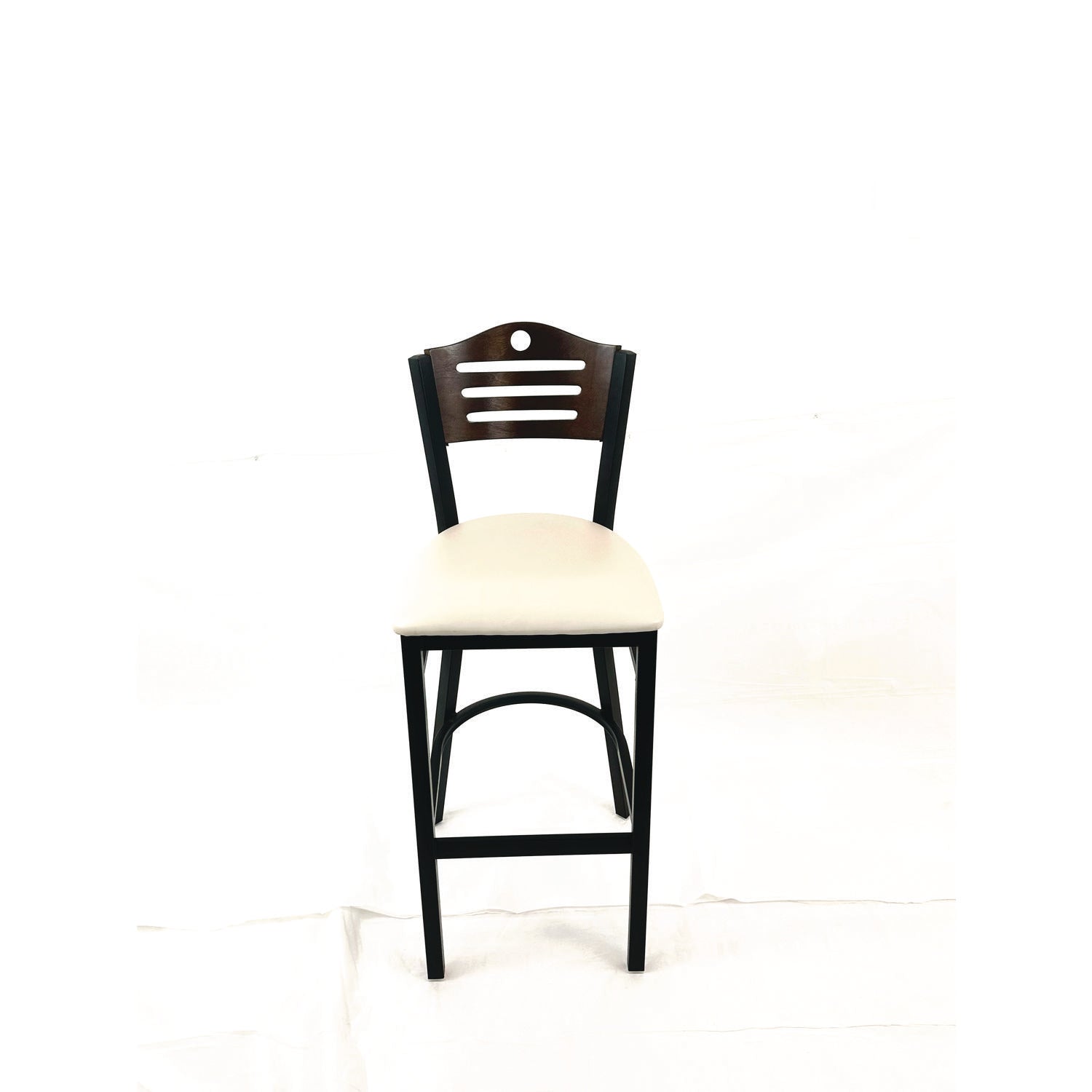 JMC Furniture Eagle Series Barstool, Supports Up to 300 lb, 28.5" Seat Height, Cream Seat, Dark Walnut Back, Black Base