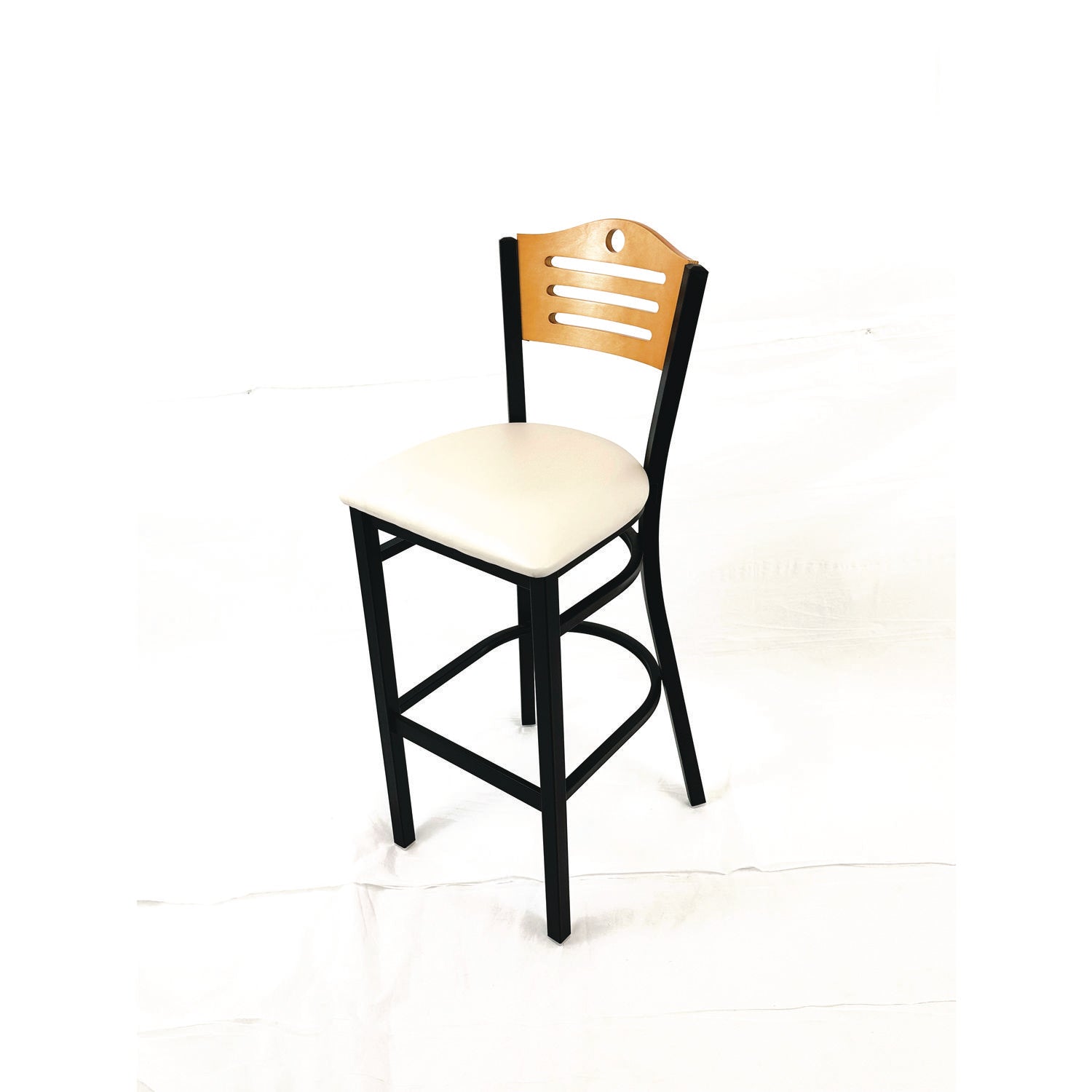 JMC Furniture Eagle Series Barstool, Supports Up to 300 lb, 28.5" Seat Height, Cream Seat, Natural Back, Black Base