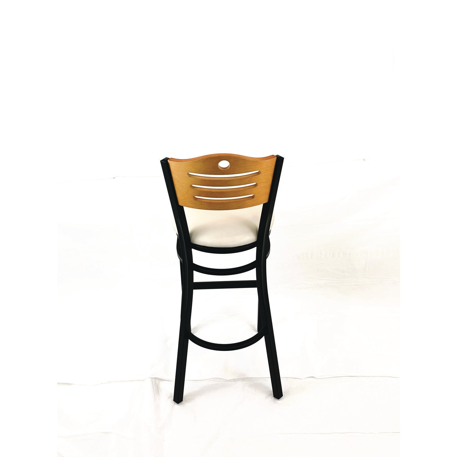 JMC Furniture Eagle Series Barstool, Supports Up to 300 lb, 28.5" Seat Height, Cream Seat, Natural Back, Black Base