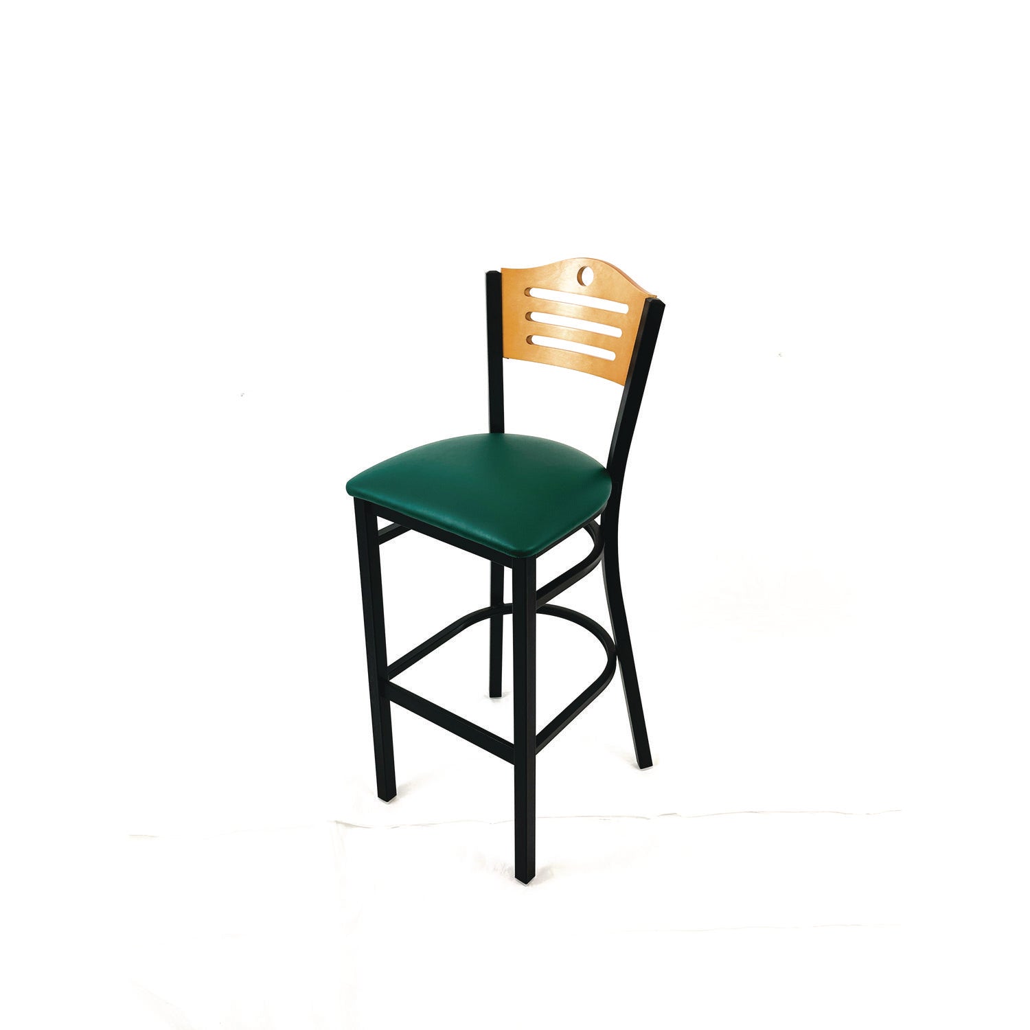 JMC Furniture Eagle Series Barstool, Supports Up to 300 lb, 28.5" Seat Height, Green Seat, Natural Back, Black Base