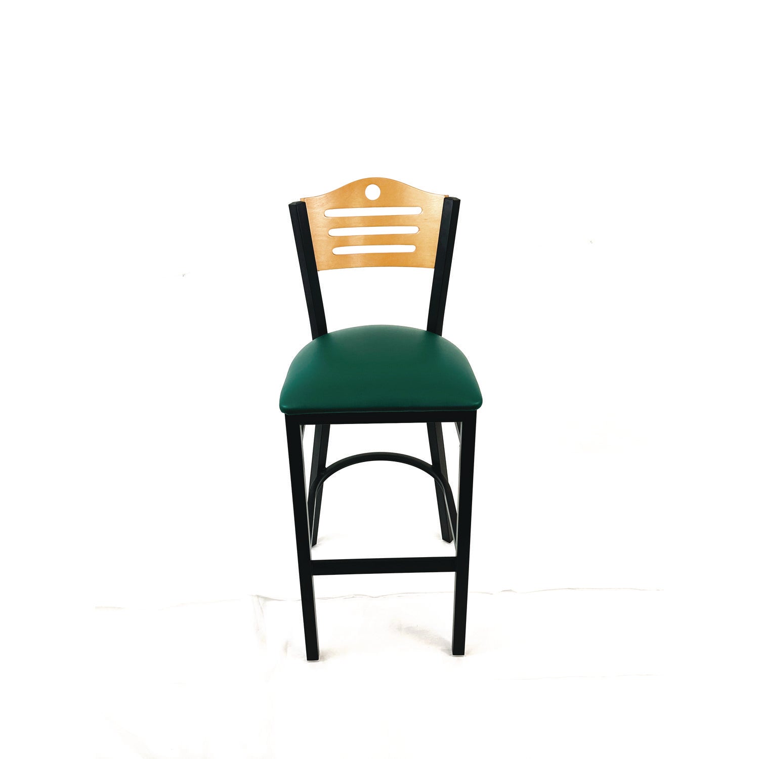 JMC Furniture Eagle Series Barstool, Supports Up to 300 lb, 28.5" Seat Height, Green Seat, Natural Back, Black Base
