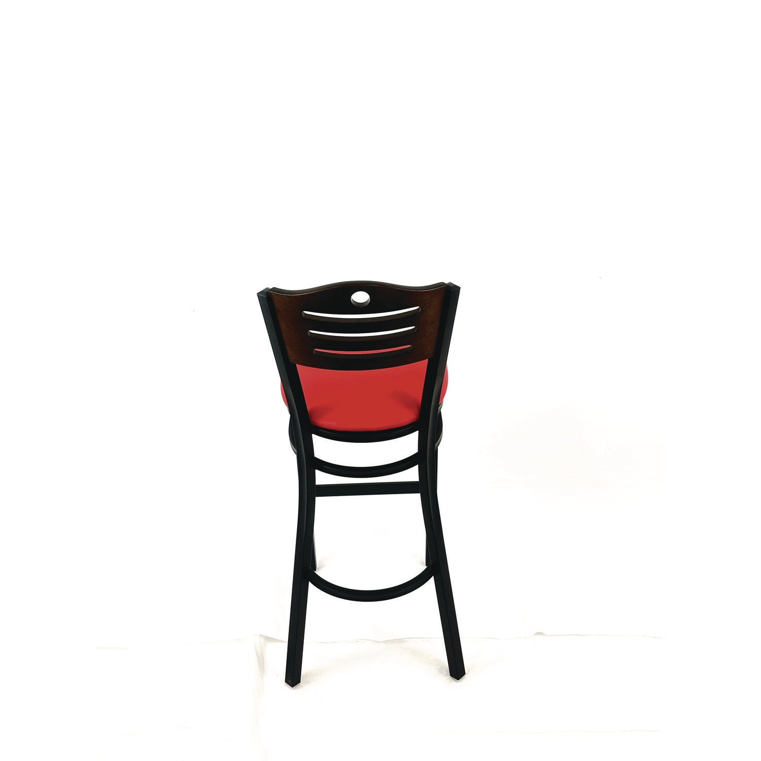 JMC Furniture Eagle Series Barstool, Supports Up to 300 lb, 28.5" Seat Height, Red Seat, Dark Walnut Back, Black Base