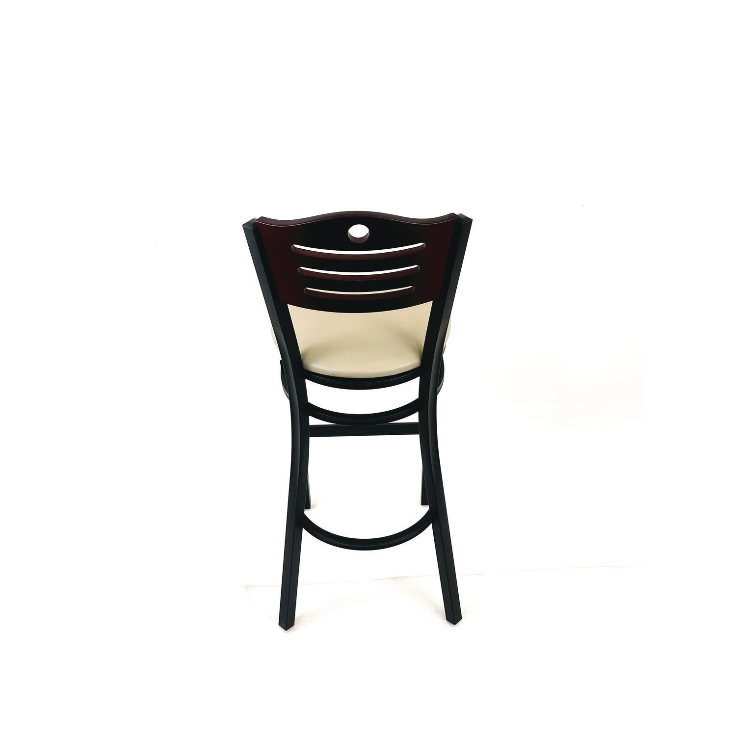 JMC Furniture Eagle Series Barstool, Supports Up to 300 lb, 28.5" Seat Height, Taupe Seat, Dark Mahogany Back, Black Base