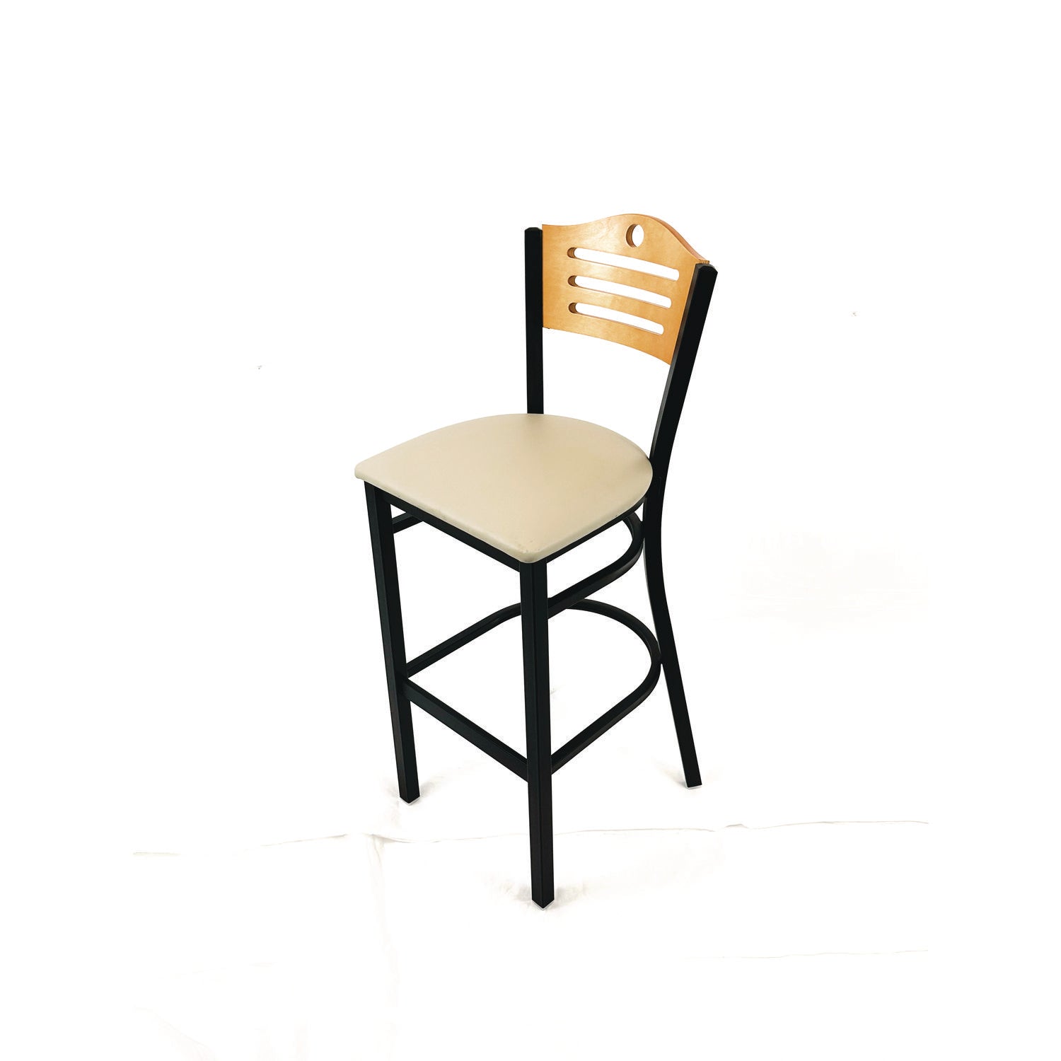 JMC Furniture Eagle Series Barstool, Supports Up to 300 lb, 28.5" Seat Height, Taupe Seat, Natural Back, Black Base