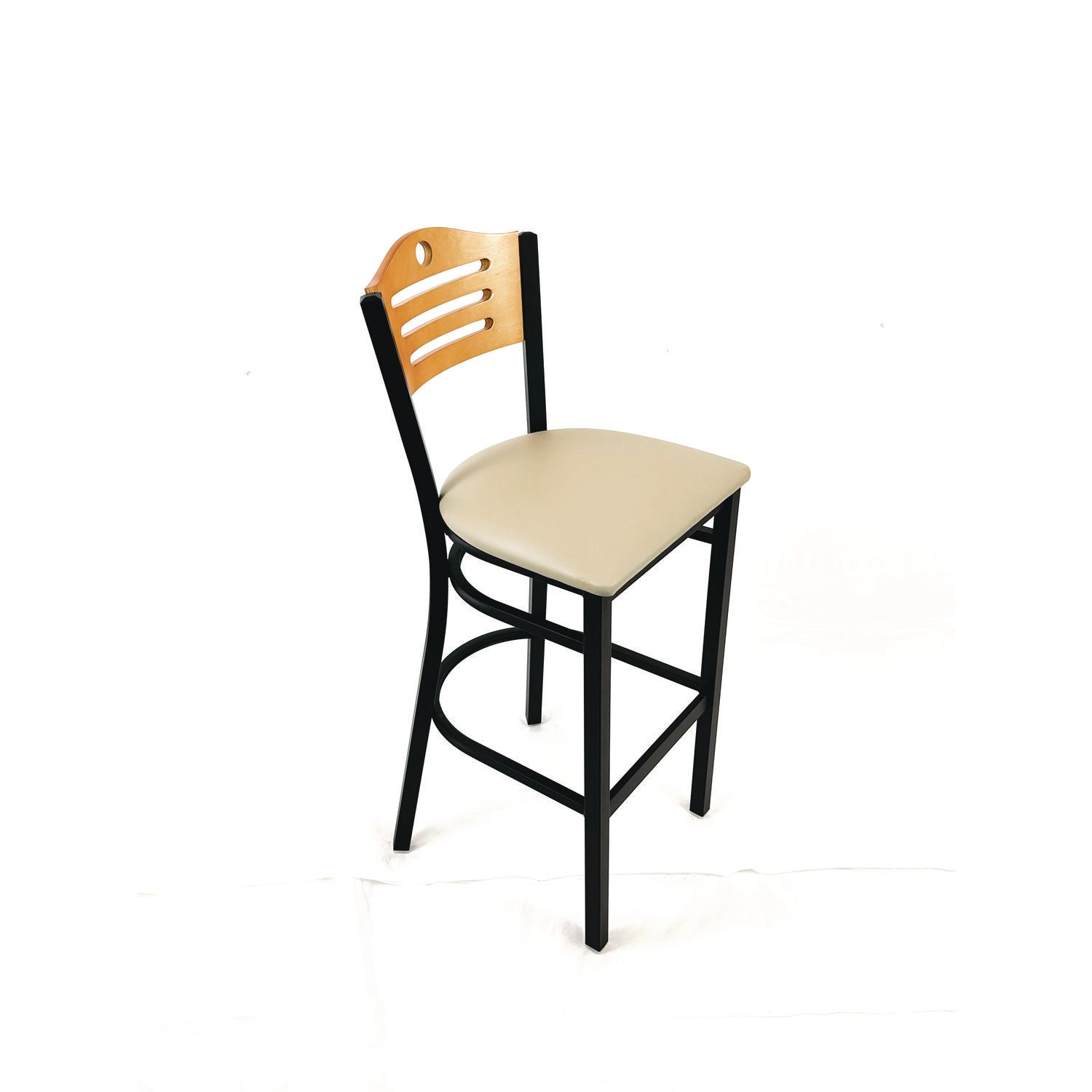 JMC Furniture Eagle Series Barstool, Supports Up to 300 lb, 28.5" Seat Height, Taupe Seat, Natural Back, Black Base