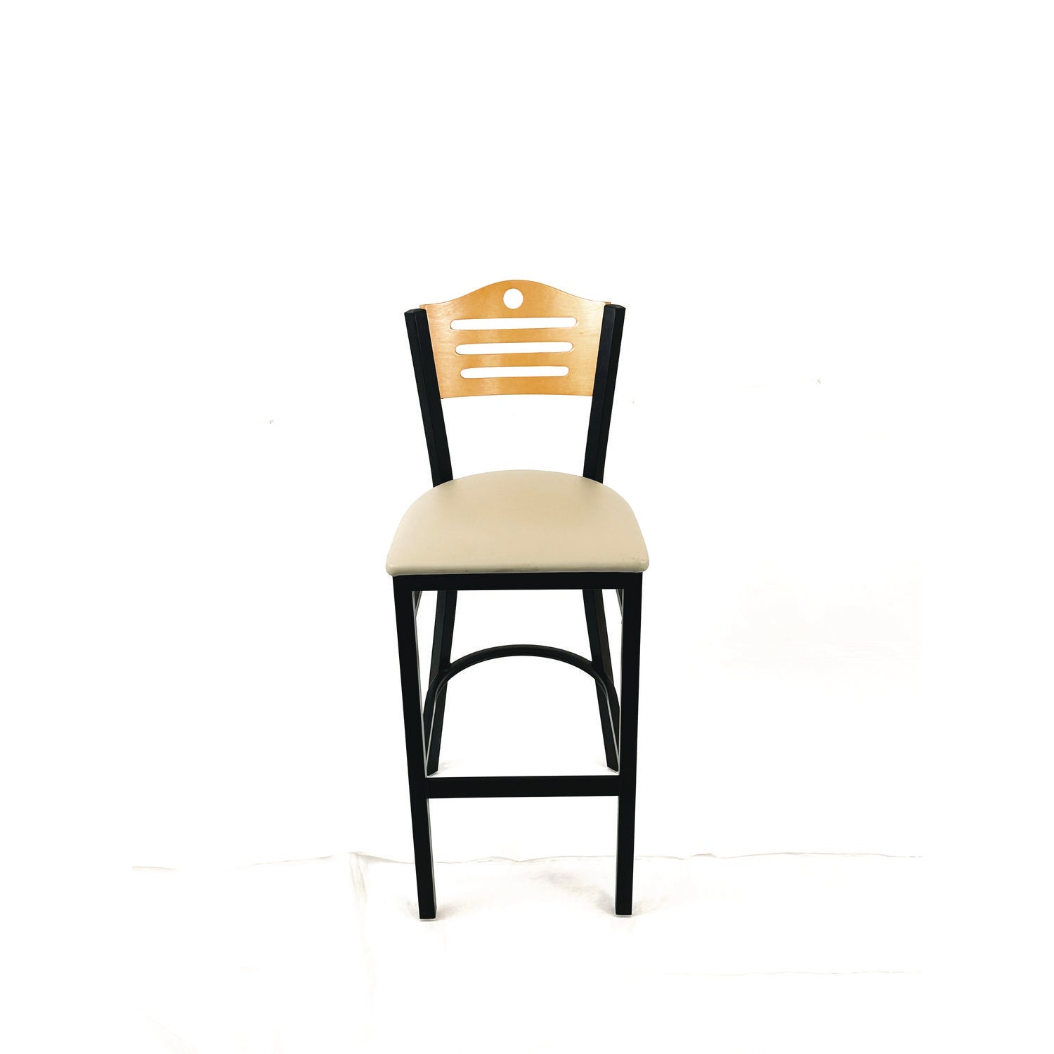 JMC Furniture Eagle Series Barstool, Supports Up to 300 lb, 28.5" Seat Height, Taupe Seat, Natural Back, Black Base