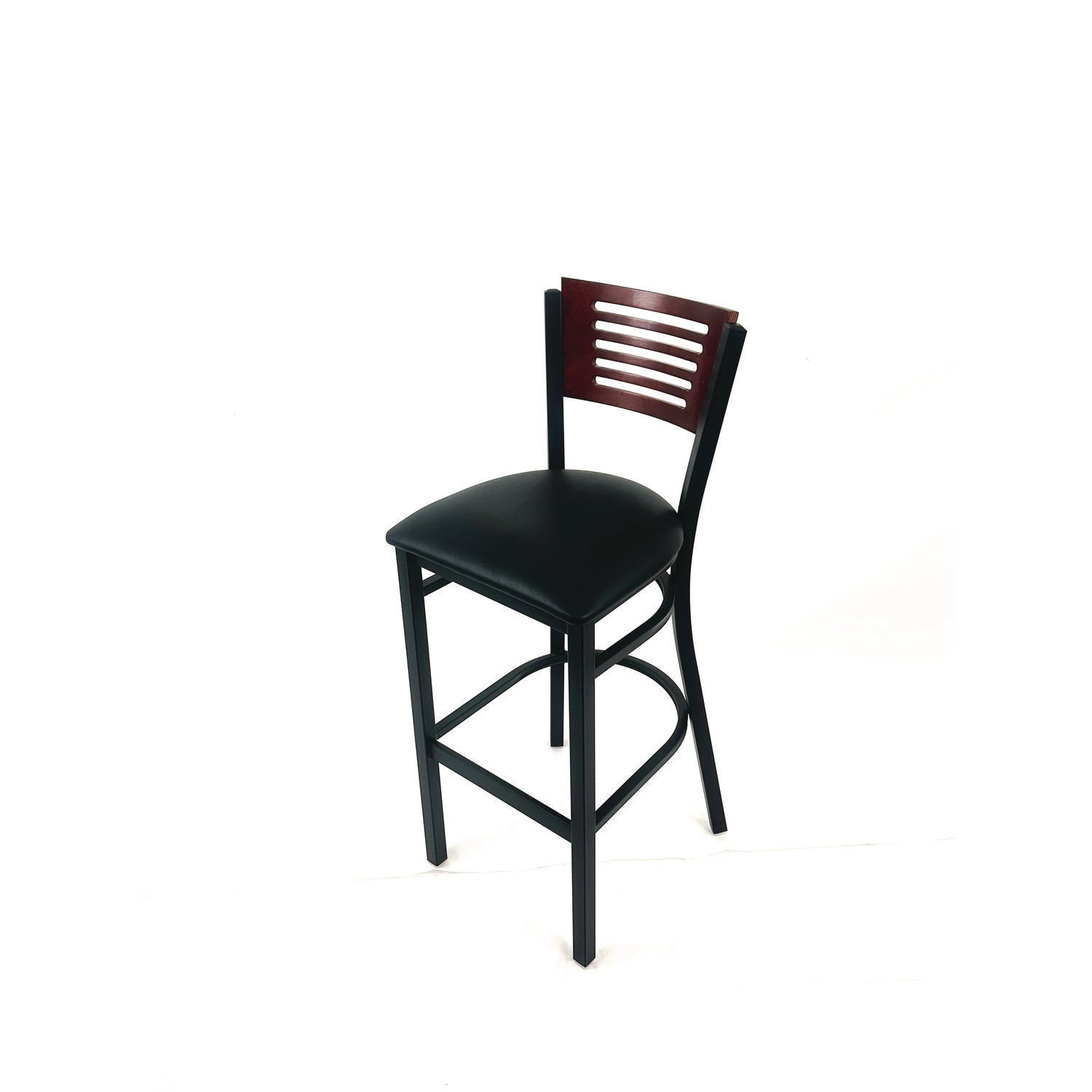 JMC Furniture Jones River Series Barstool, Supports Up to 300 lb, 28.5" Seat Height, Black Seat, Dark Mahogany Back, Black Base