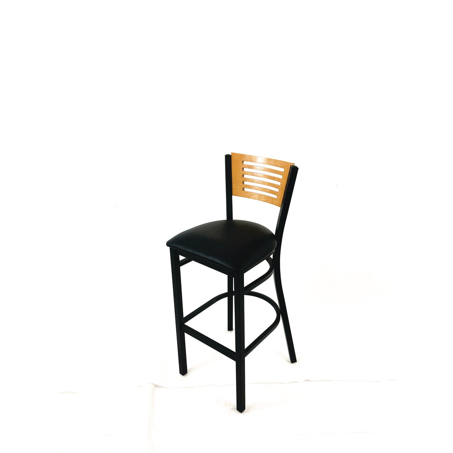 JMC Furniture Jones River Series Barstool, Supports Up to 300 lb, 28.5" Seat Height, Black Seat, Natural Back, Black Base