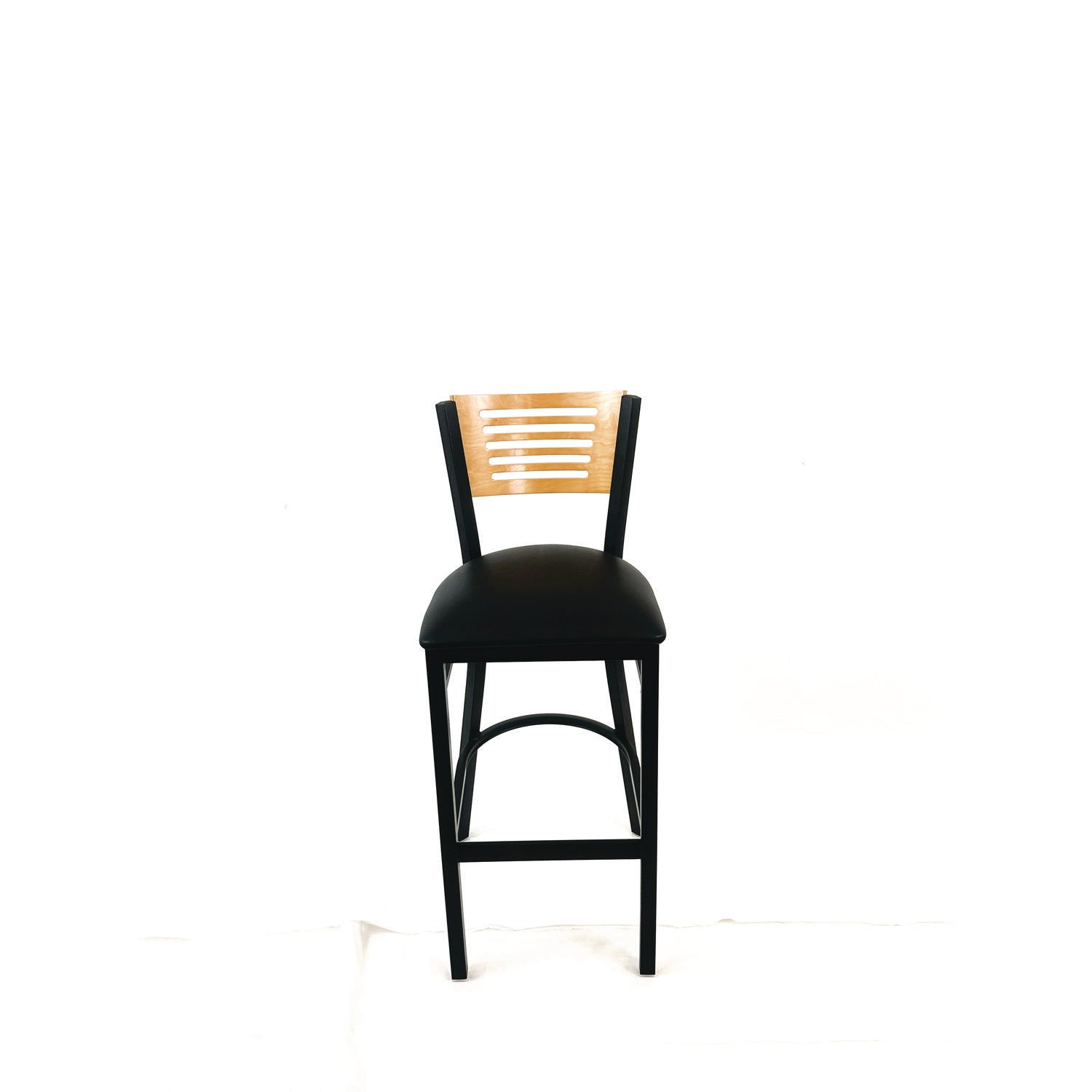 JMC Furniture Jones River Series Barstool, Supports Up to 300 lb, 28.5" Seat Height, Black Seat, Natural Back, Black Base