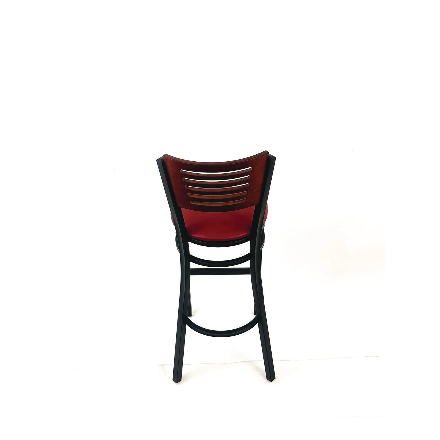 JMC Furniture Jones River Series Barstool, Supports Up to 300 lb, 28.5" Seat Height, Burgundy Seat, Dark Mahogany Back, Black Base