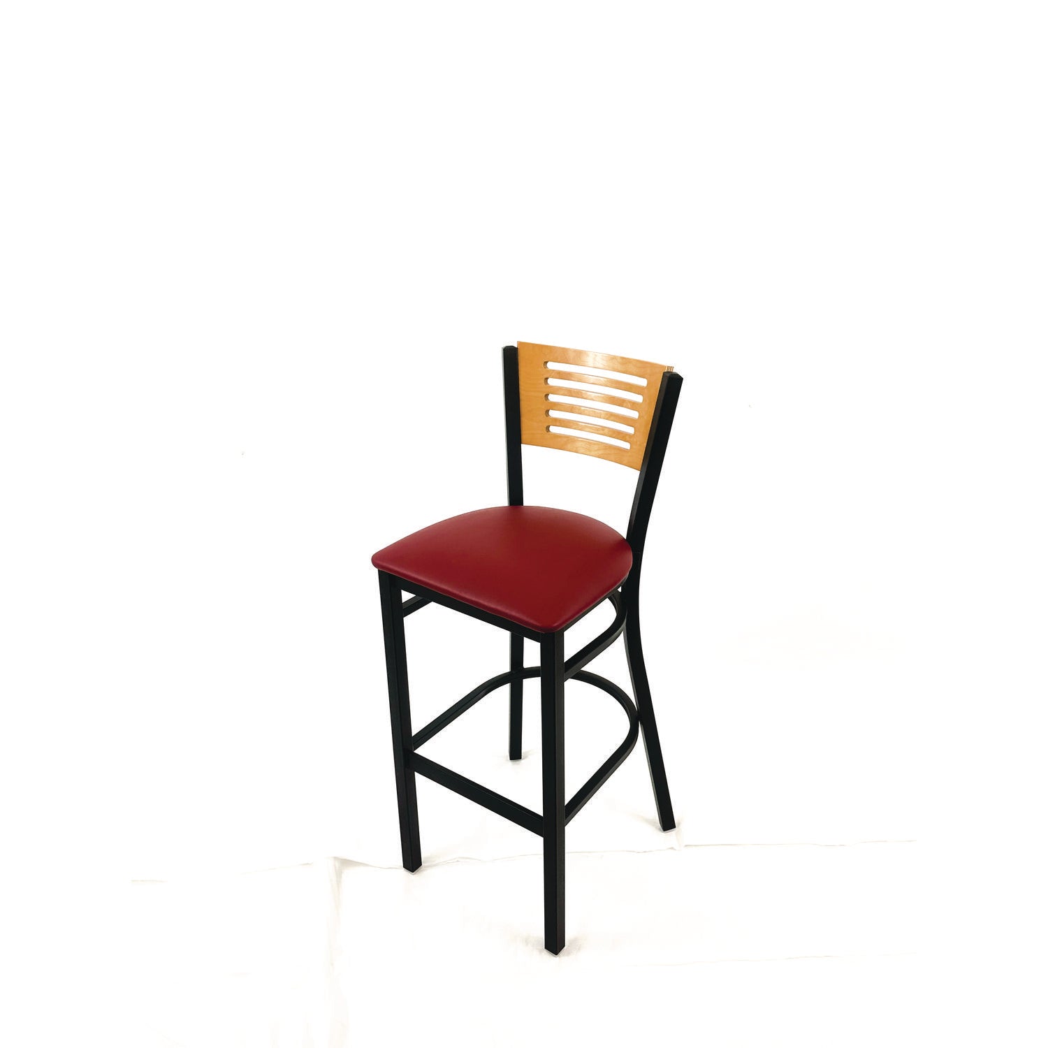 JMC Furniture Jones River Series Barstool, Supports Up to 300 lb, 28.5" Seat Height, Burgundy Seat, Natural Back, Black Base