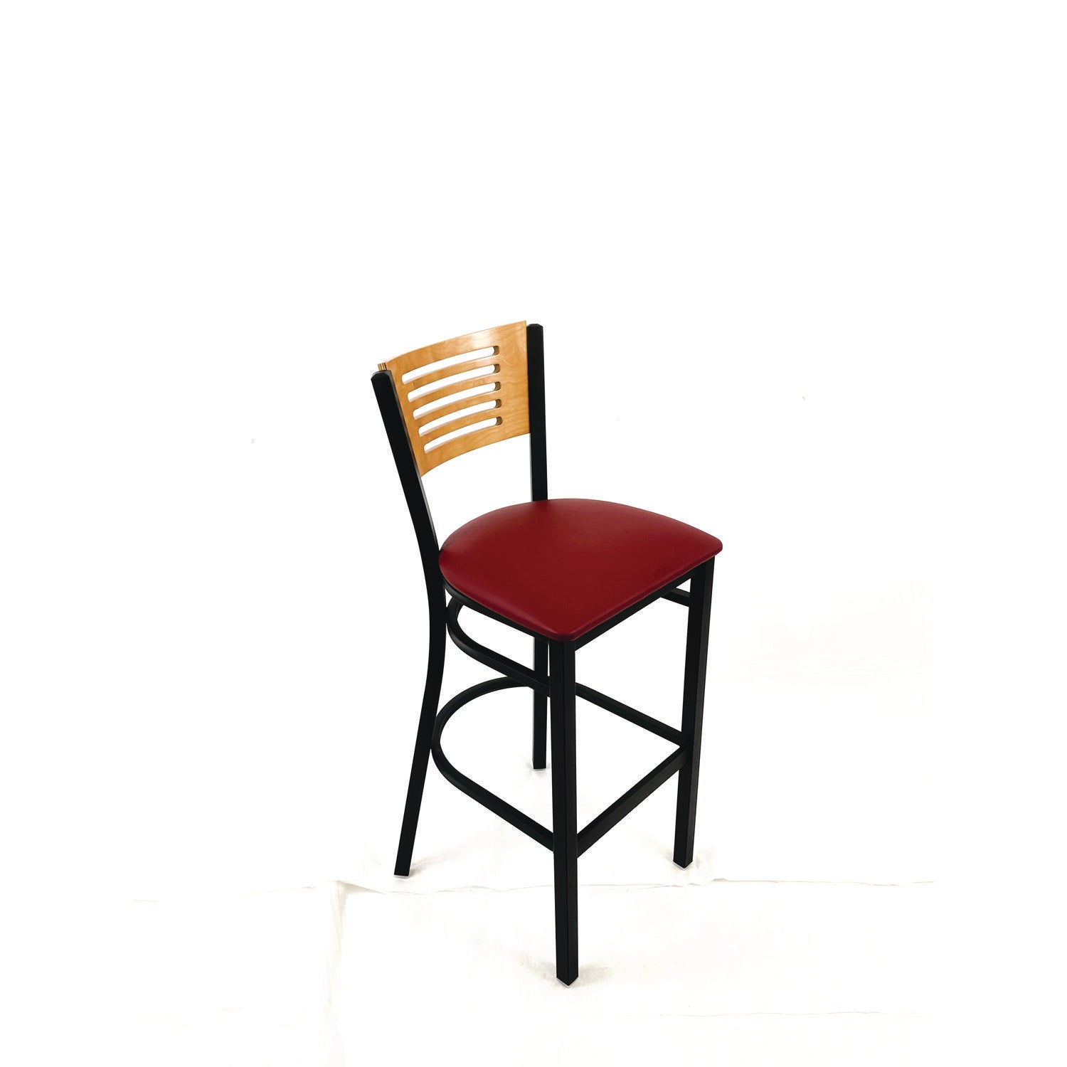 JMC Furniture Jones River Series Barstool, Supports Up to 300 lb, 28.5" Seat Height, Burgundy Seat, Natural Back, Black Base