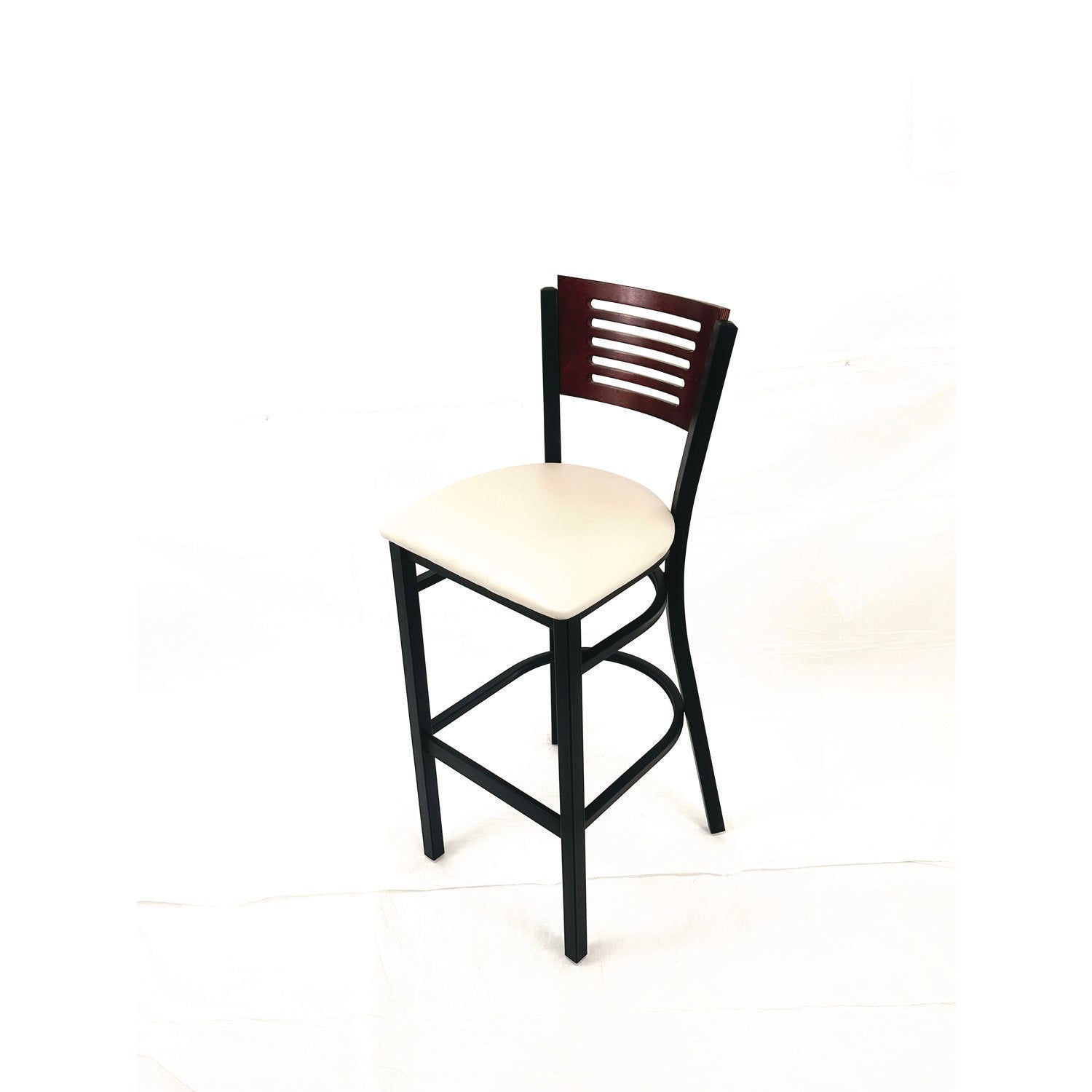 JMC Furniture Jones River Series Barstool, Supports Up to 300 lb, 28.5" Seat Height, Cream Seat, Dark Mahogany Back, Black Base