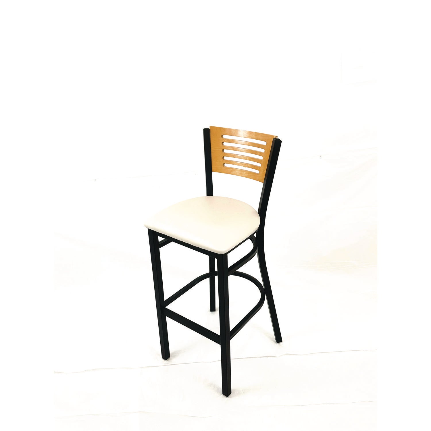 JMC Furniture Jones River Series Barstool, Supports Up to 300 lb, 28.5" Seat Height, Cream Seat, Natural Back, Black Base