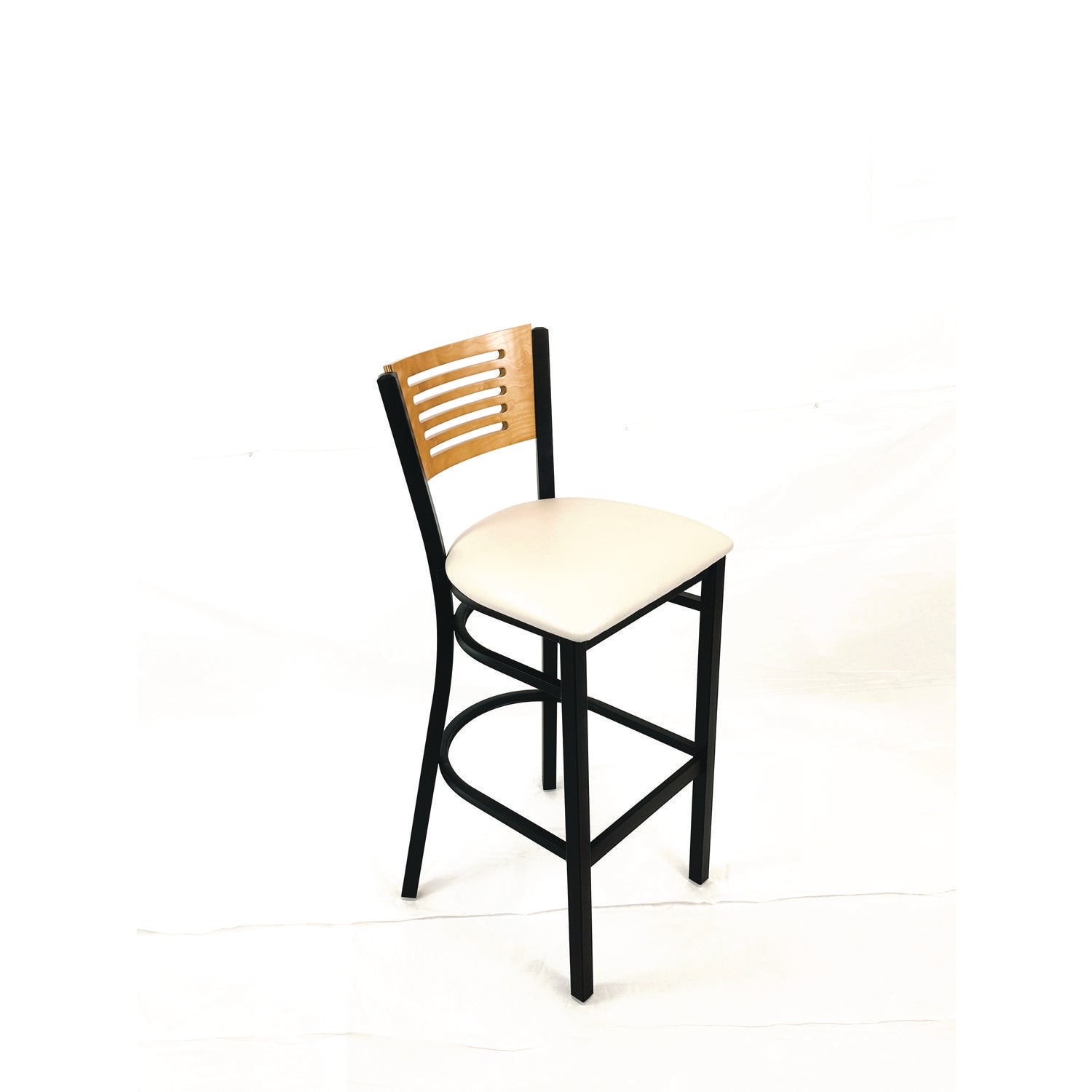 JMC Furniture Jones River Series Barstool, Supports Up to 300 lb, 28.5" Seat Height, Cream Seat, Natural Back, Black Base