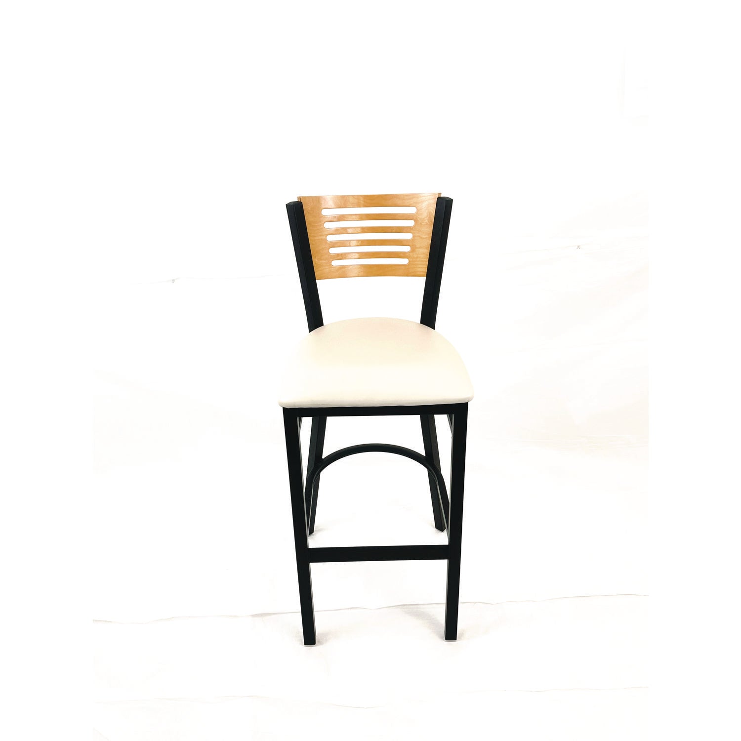JMC Furniture Jones River Series Barstool, Supports Up to 300 lb, 28.5" Seat Height, Cream Seat, Natural Back, Black Base