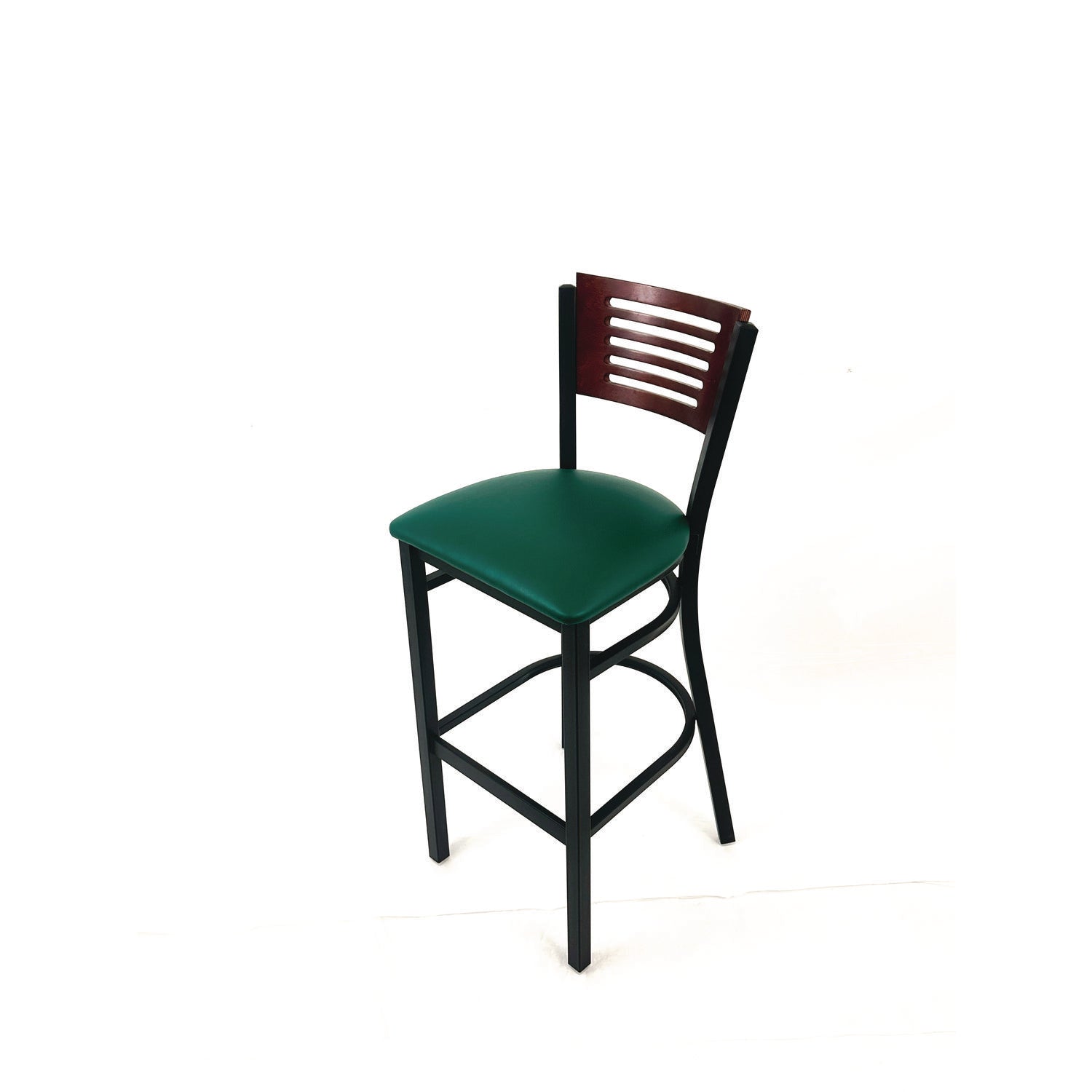 JMC Furniture Jones River Series Barstool, Supports Up to 300 lb, 28.5" Seat Height, Green Seat, Dark Mahogany Back, Black Base