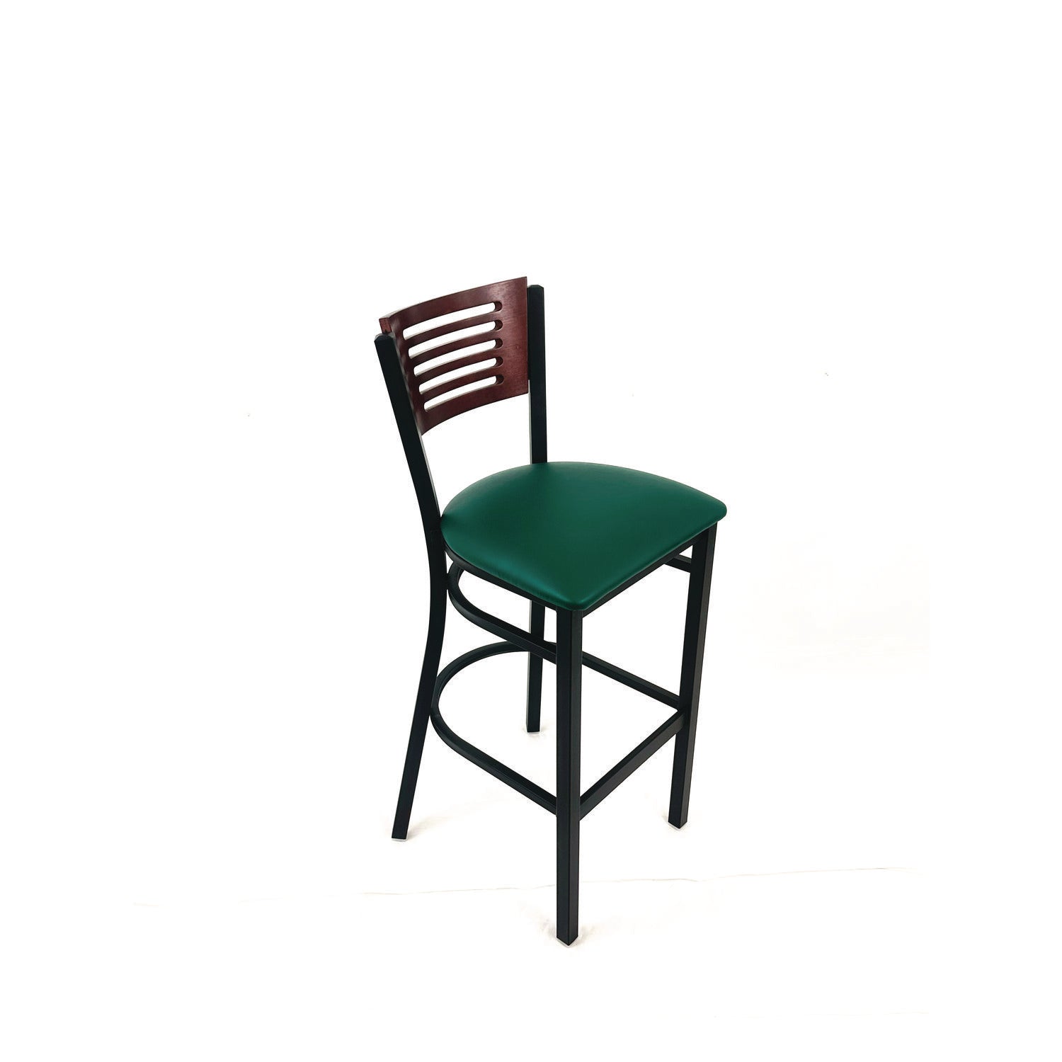 JMC Furniture Jones River Series Barstool, Supports Up to 300 lb, 28.5" Seat Height, Green Seat, Dark Mahogany Back, Black Base
