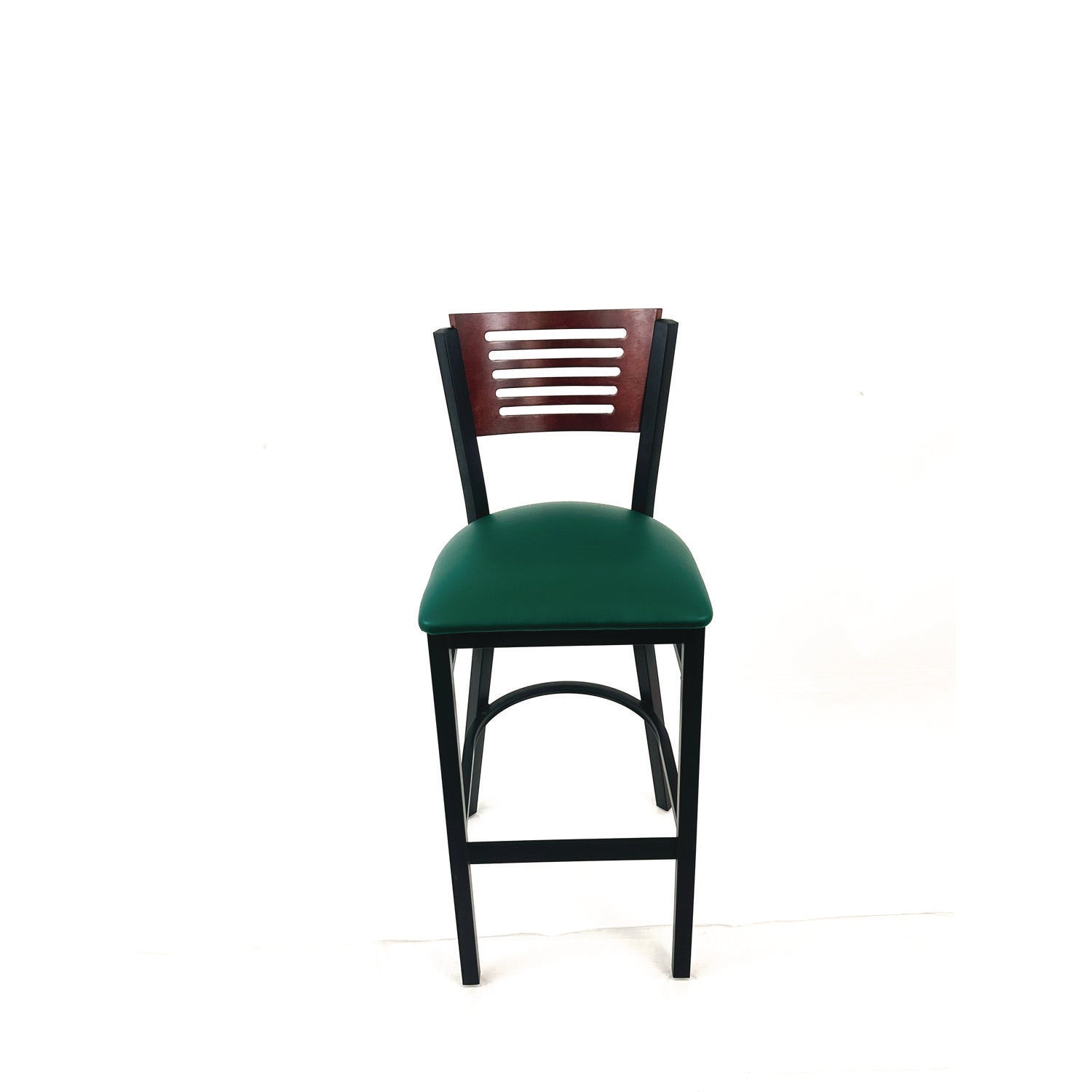 JMC Furniture Jones River Series Barstool, Supports Up to 300 lb, 28.5" Seat Height, Green Seat, Dark Mahogany Back, Black Base