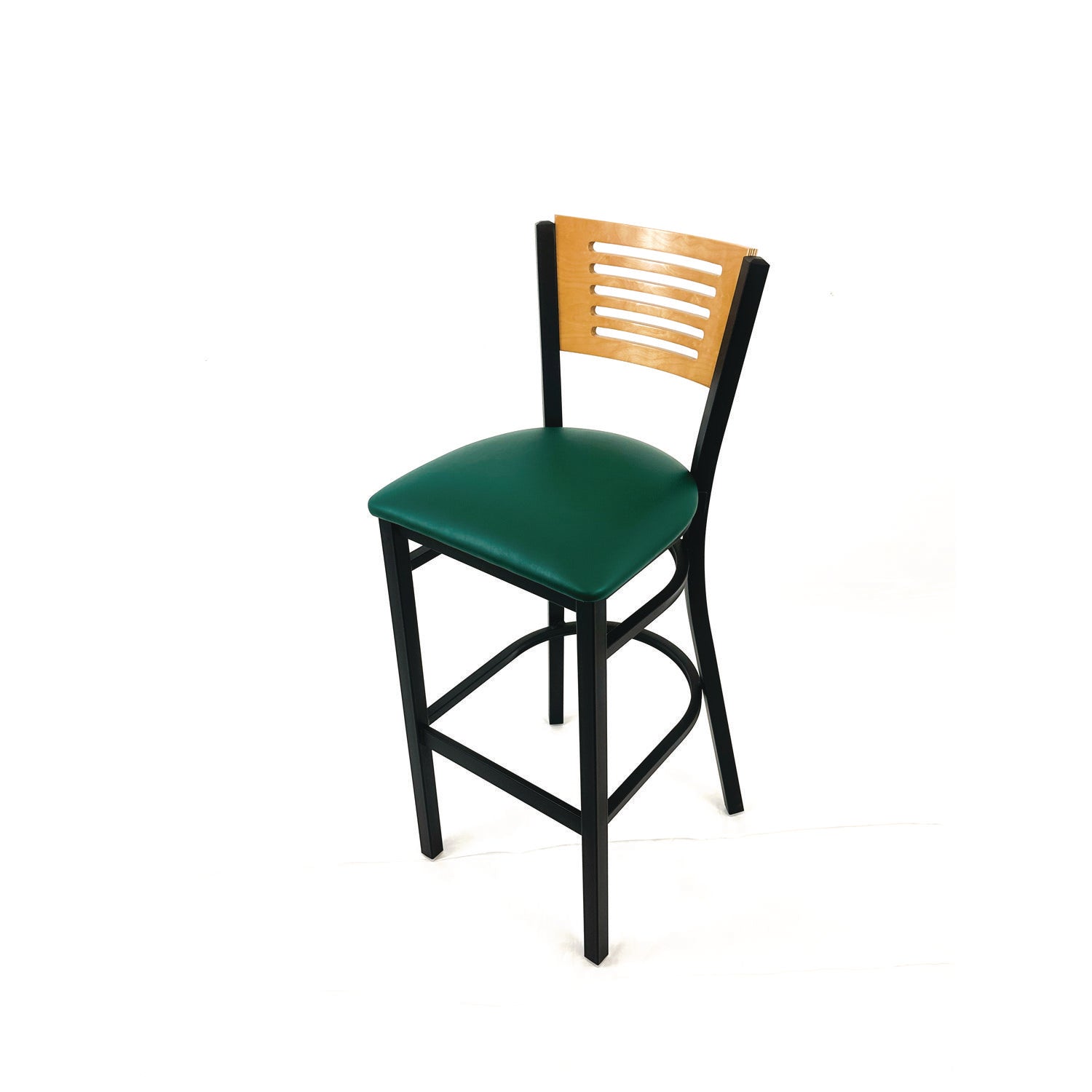 JMC Furniture Jones River Series Barstool, Supports Up to 300 lb, 28.5" Seat Height, Green Seat, Natural Back, Black Base