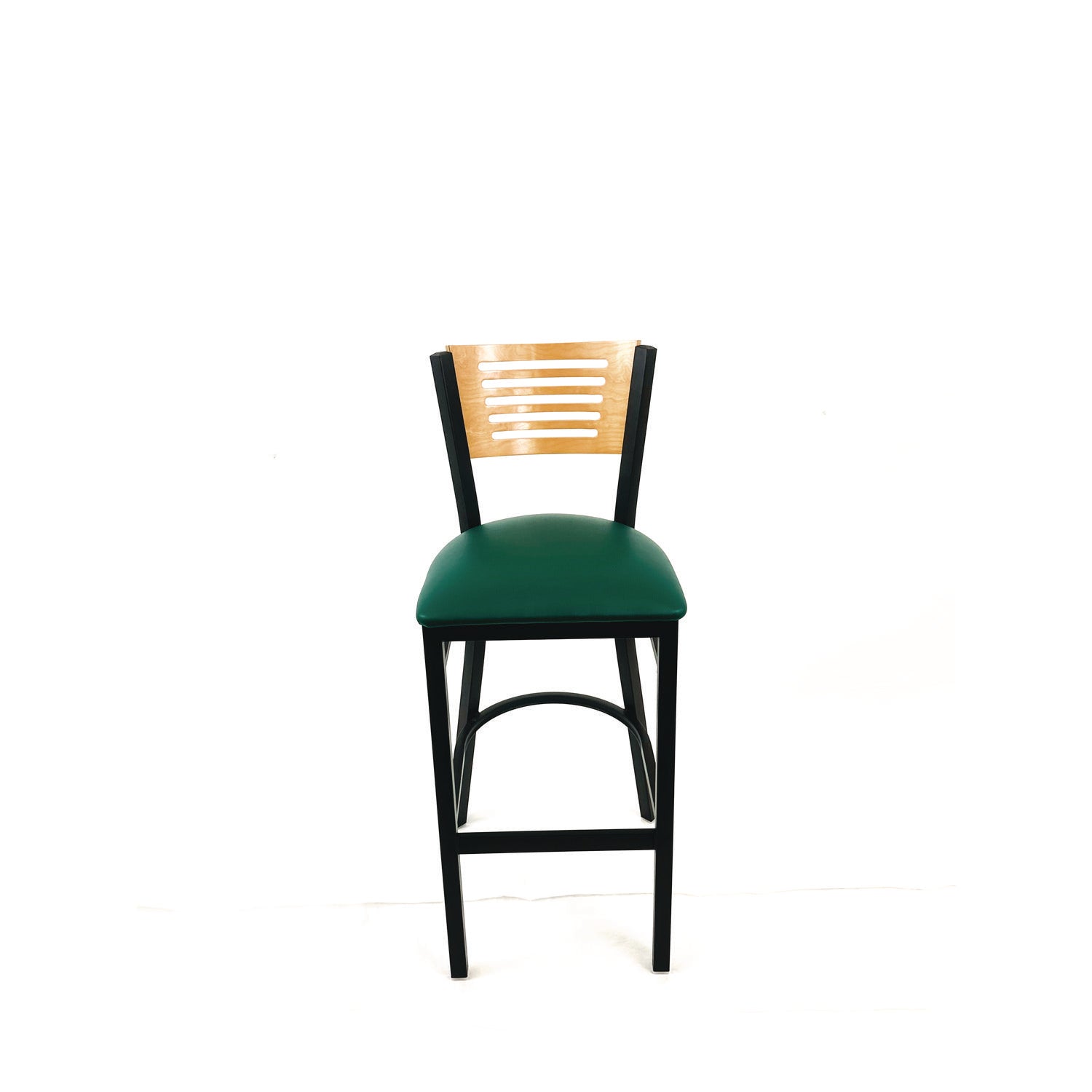 JMC Furniture Jones River Series Barstool, Supports Up to 300 lb, 28.5" Seat Height, Green Seat, Natural Back, Black Base
