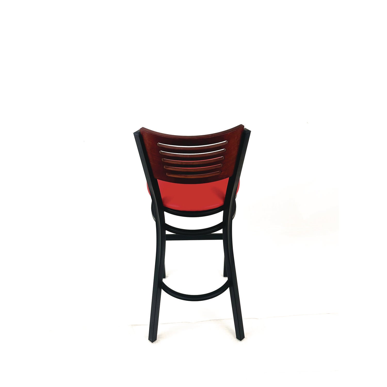 JMC Furniture Jones River Series Barstool, Supports Up to 300 lb, 28.5" Seat Height, Red Seat, Dark Mahogany Back, Black Base