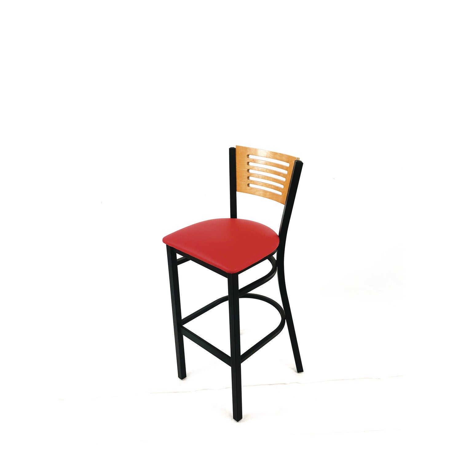 JMC Furniture Jones River Series Barstool, Supports Up to 300 lb, 28.5" Seat Height, Red Seat, Natural Back, Black Base